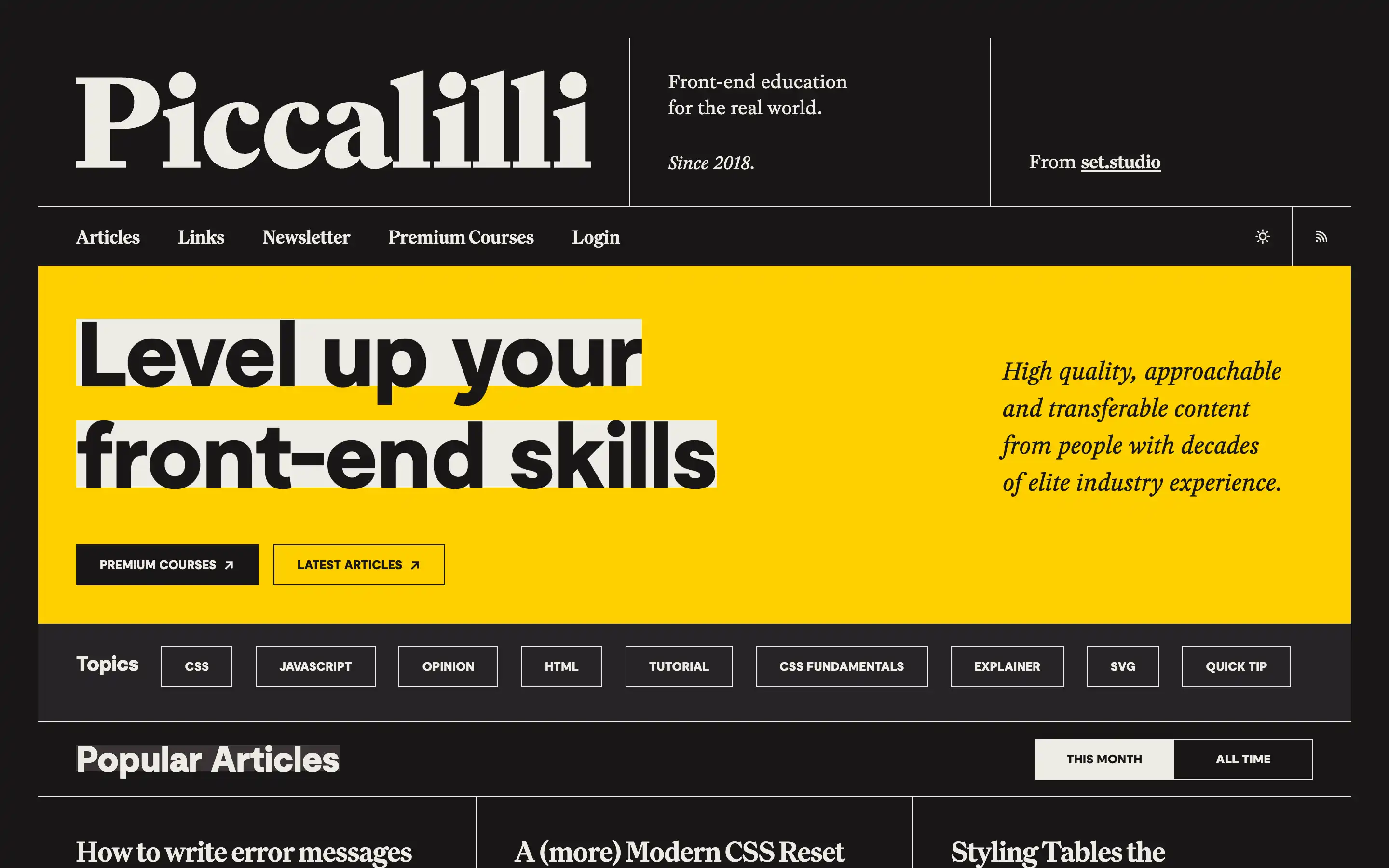 Improve front-end skills with premium courses and articles.