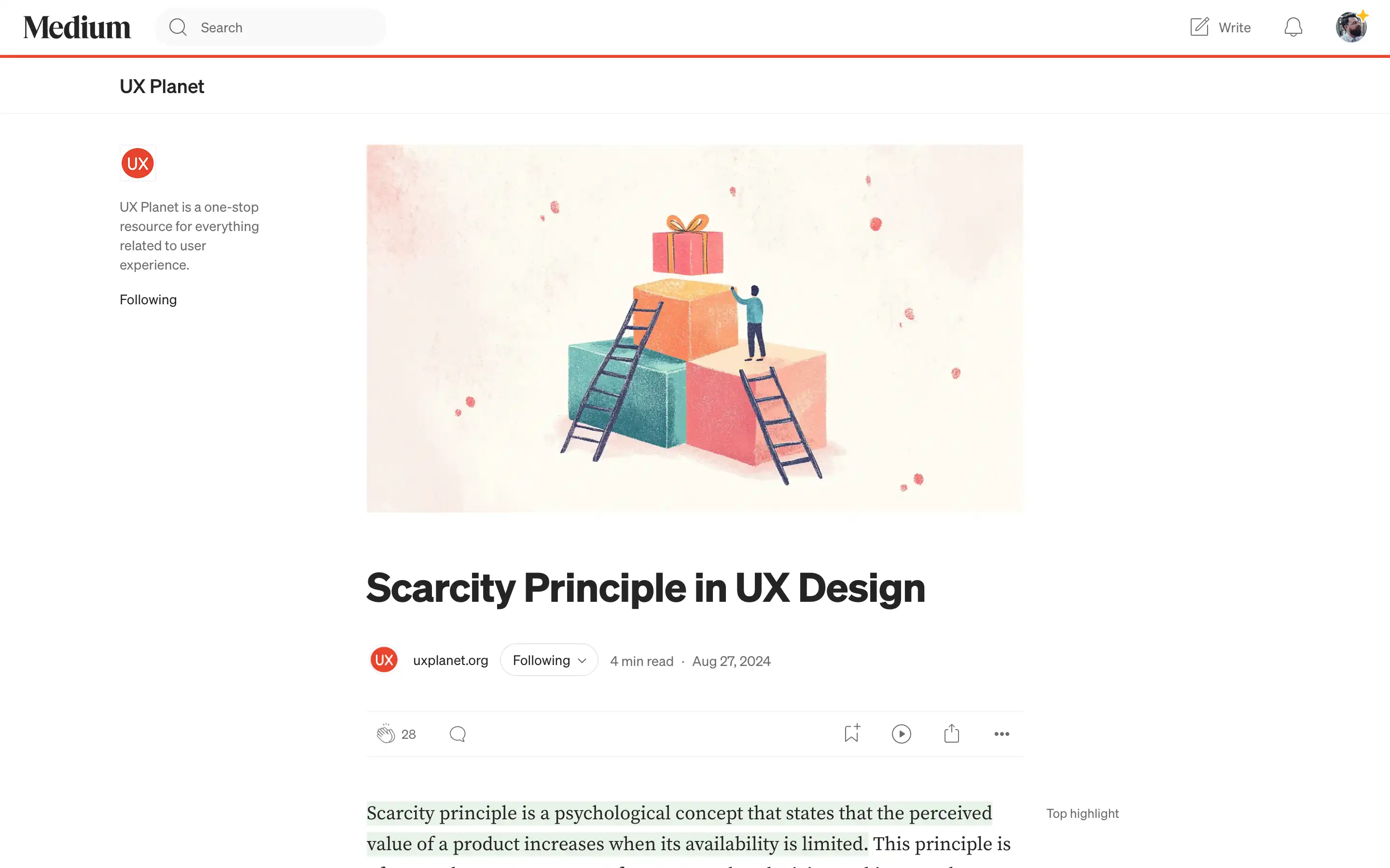 Illustration of scarcity principle in UX design.