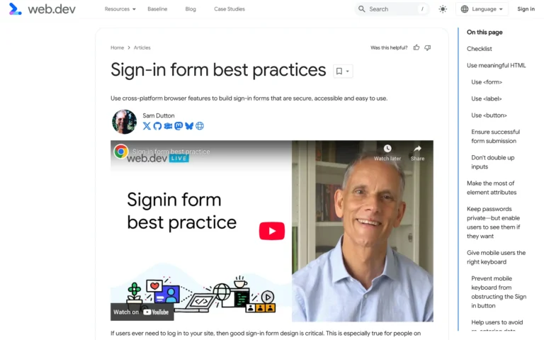 Sign-in form best practices 