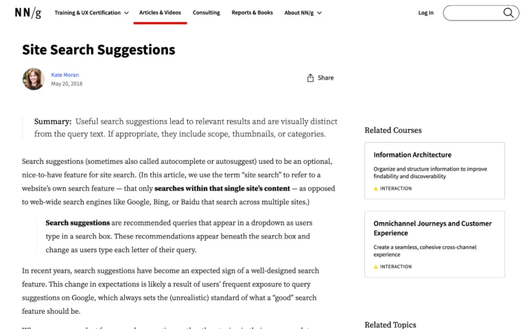 Site Search Suggestions