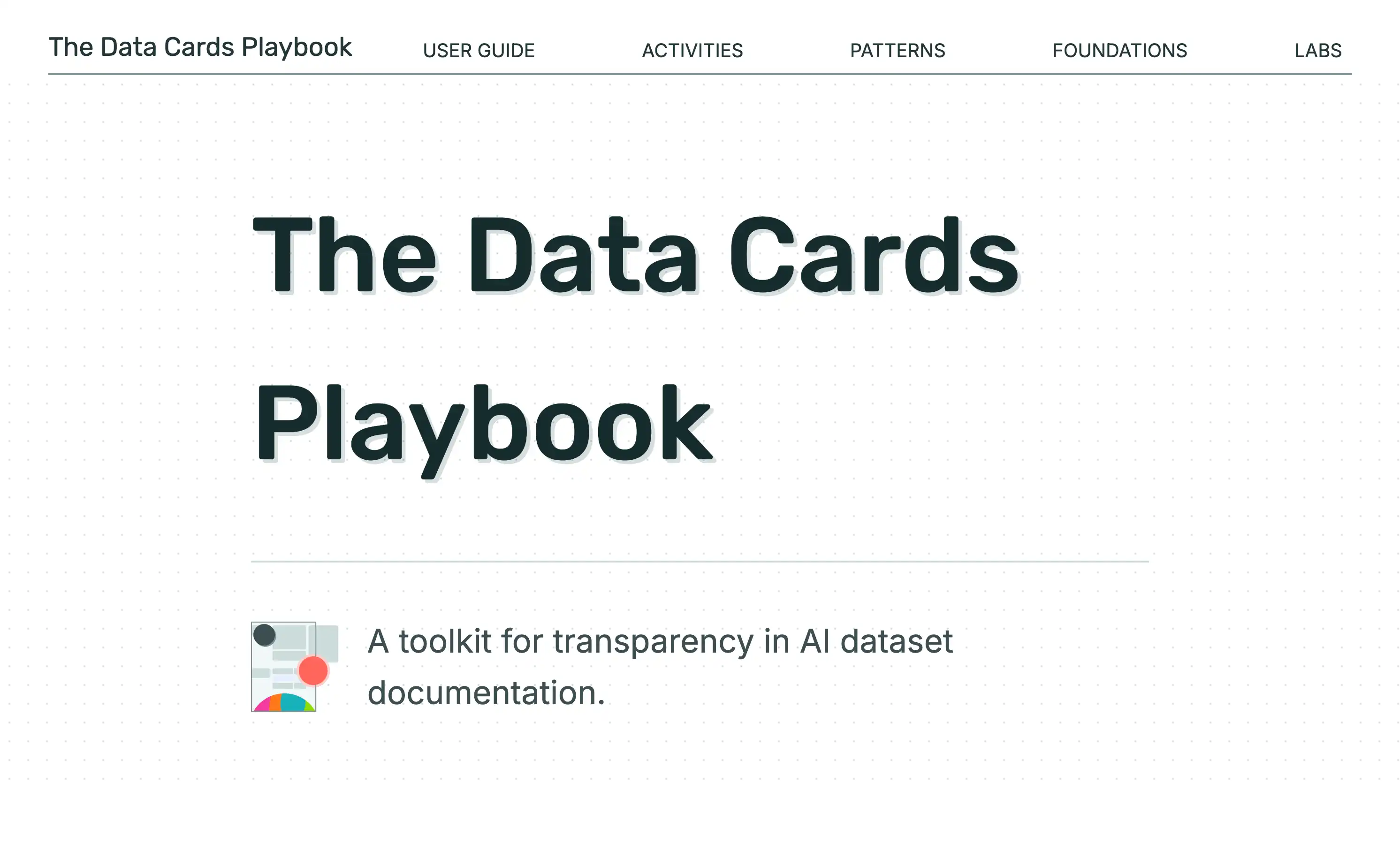 Data Cards Playbook: AI dataset documentation toolkit