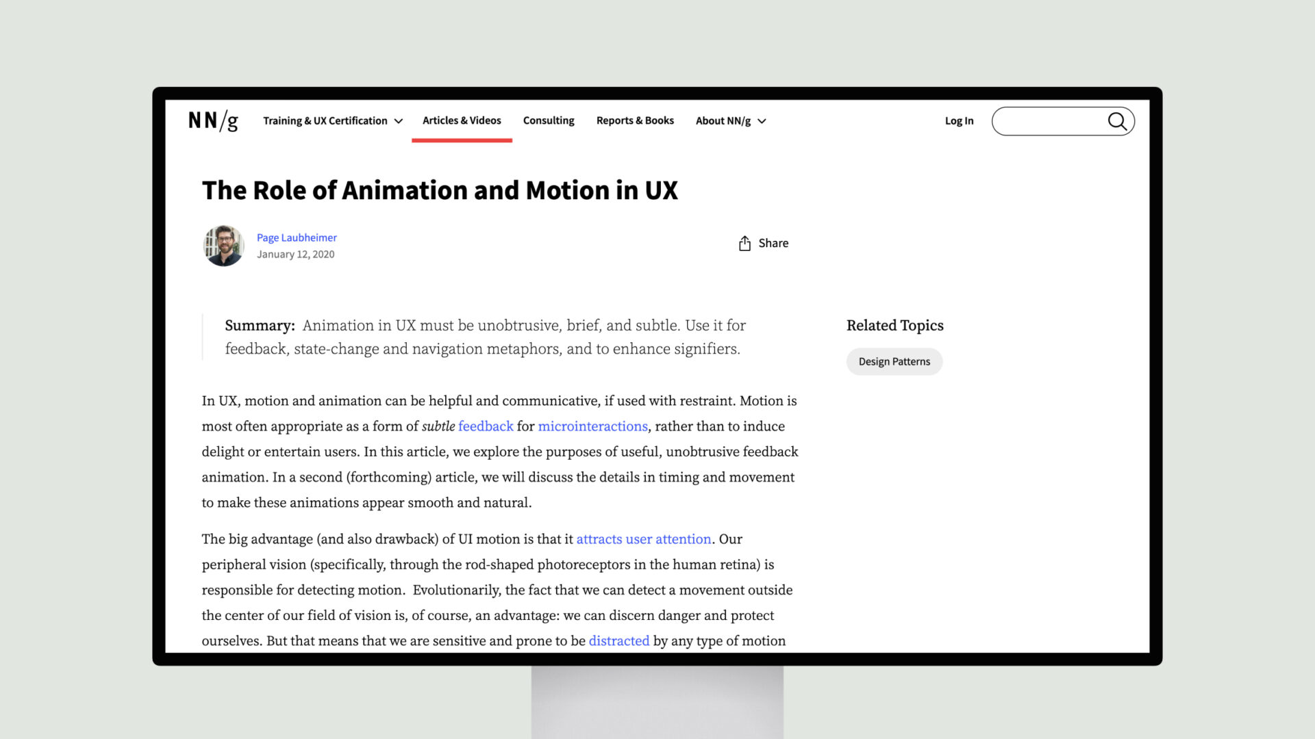 The Role of Animation and Motion in UX