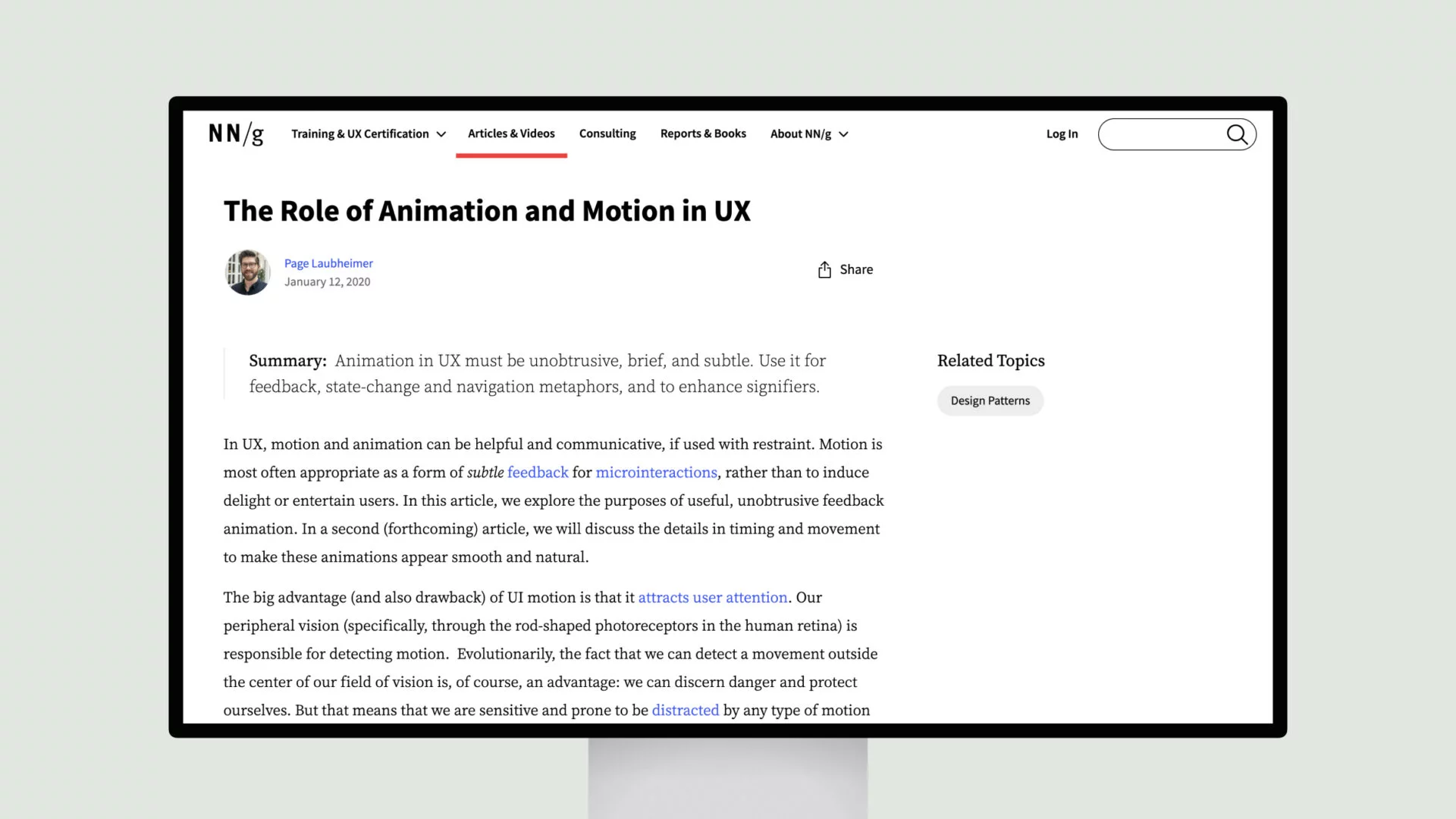 The Role of Animation and Motion in UX