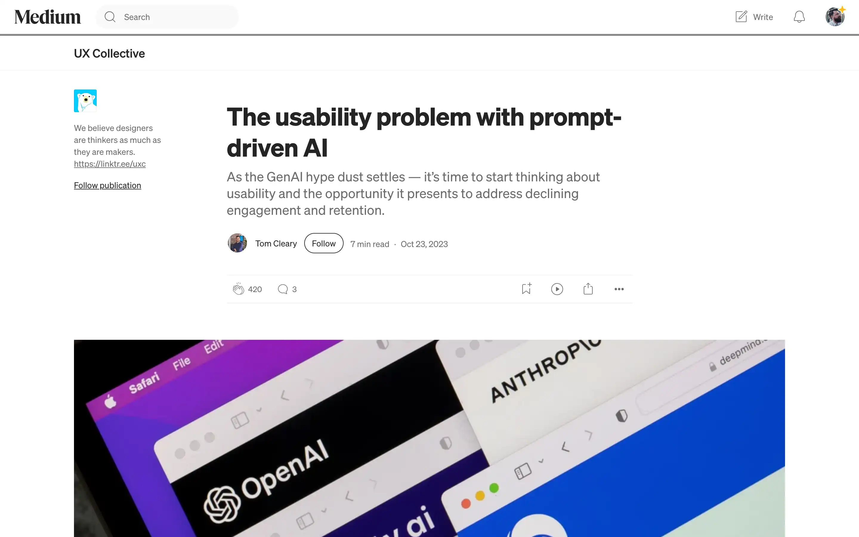 Article on AI usability issues and opportunities.