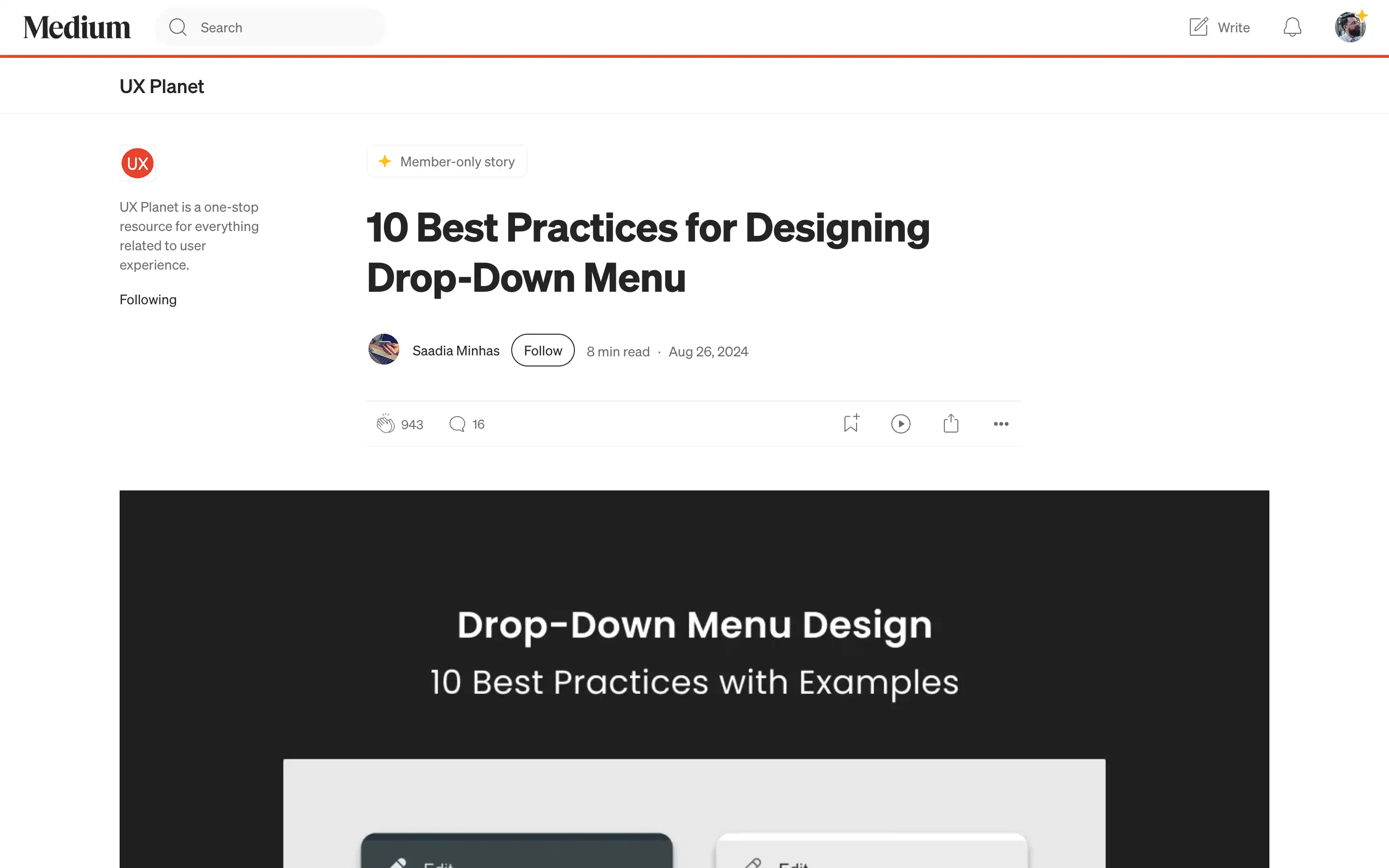 Best practices for drop-down menu design article
