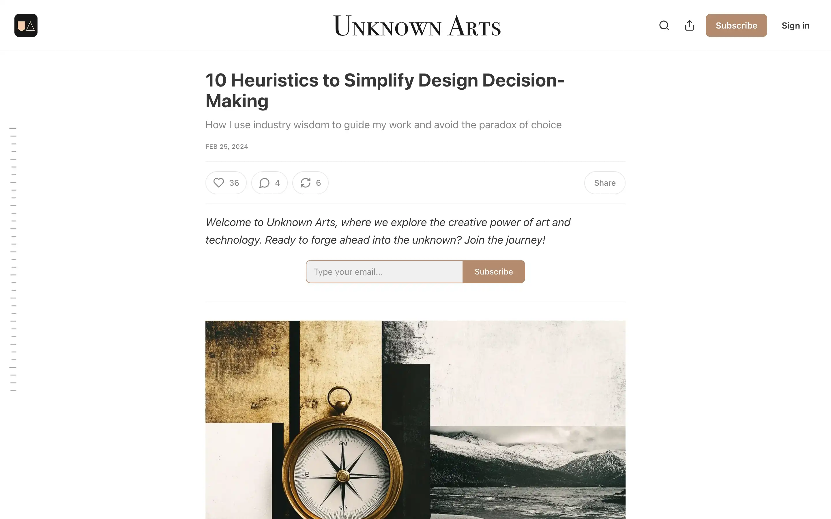 Blog page on design decision-making heuristics.