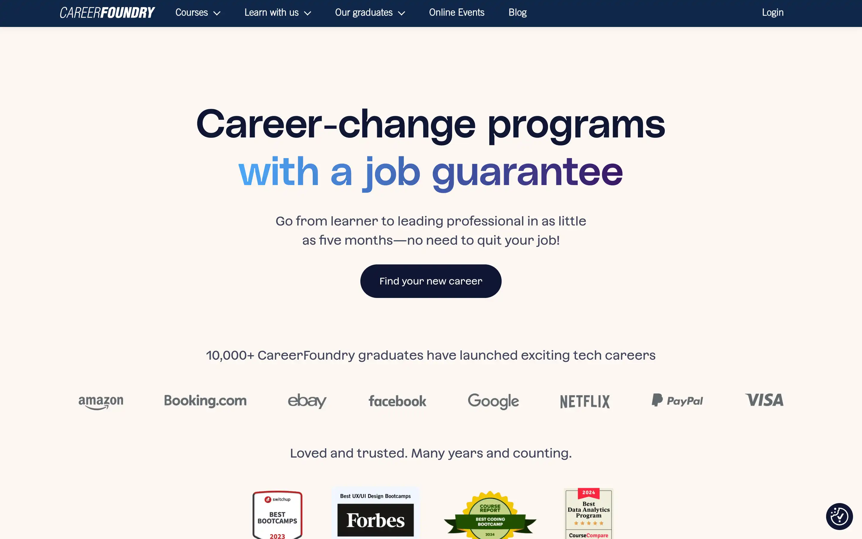 CareerFoundry offers job-guaranteed career-change programs.