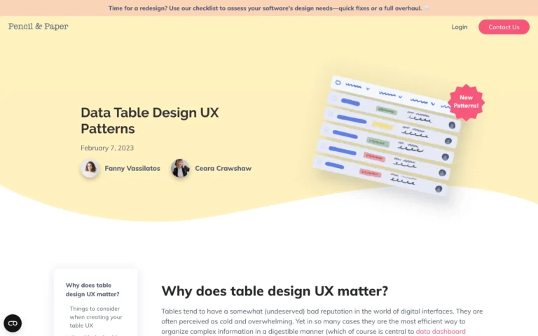 Pencil & Paper – Data Table Design UX Patterns