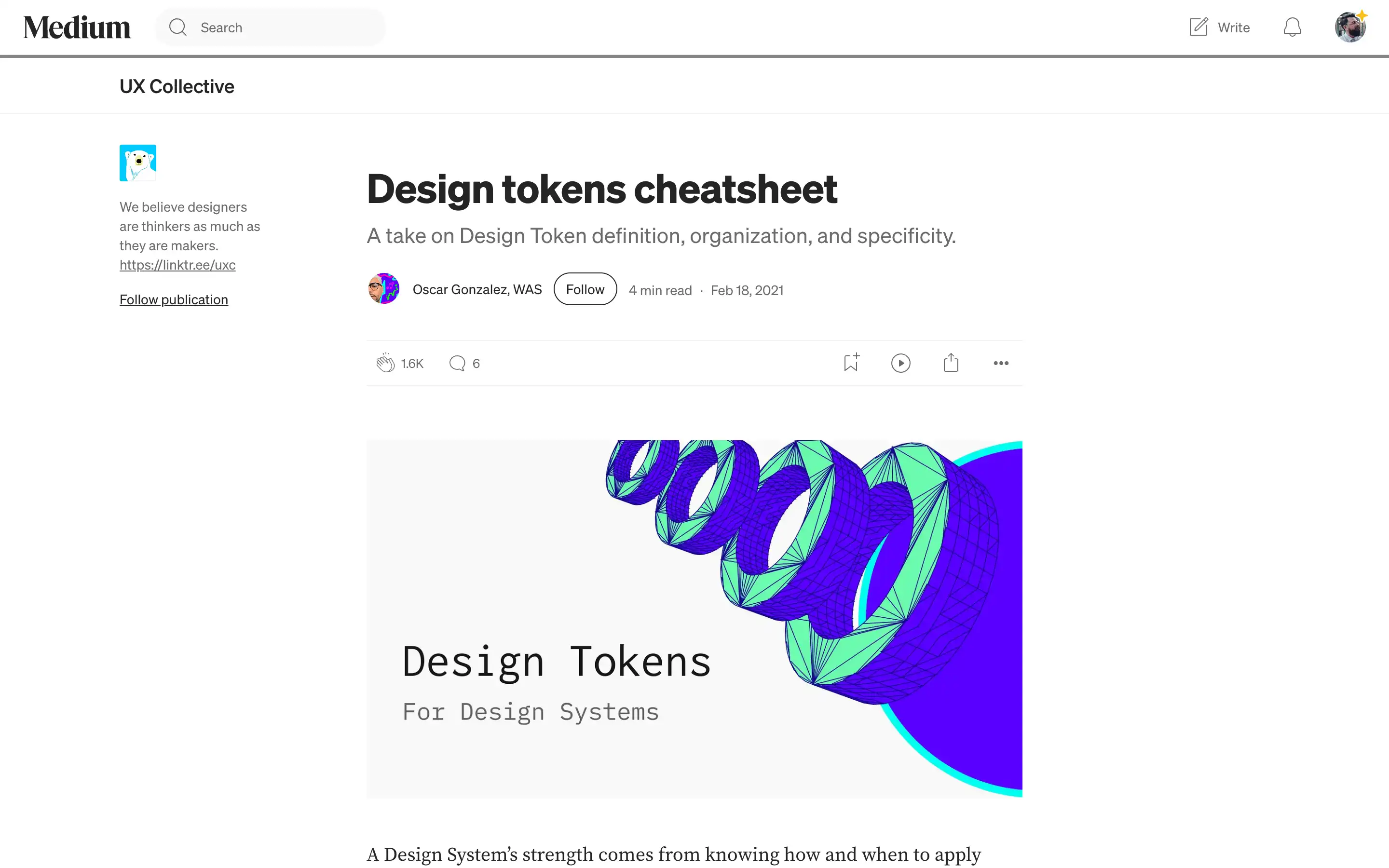 Design tokens cheat sheet for design systems article