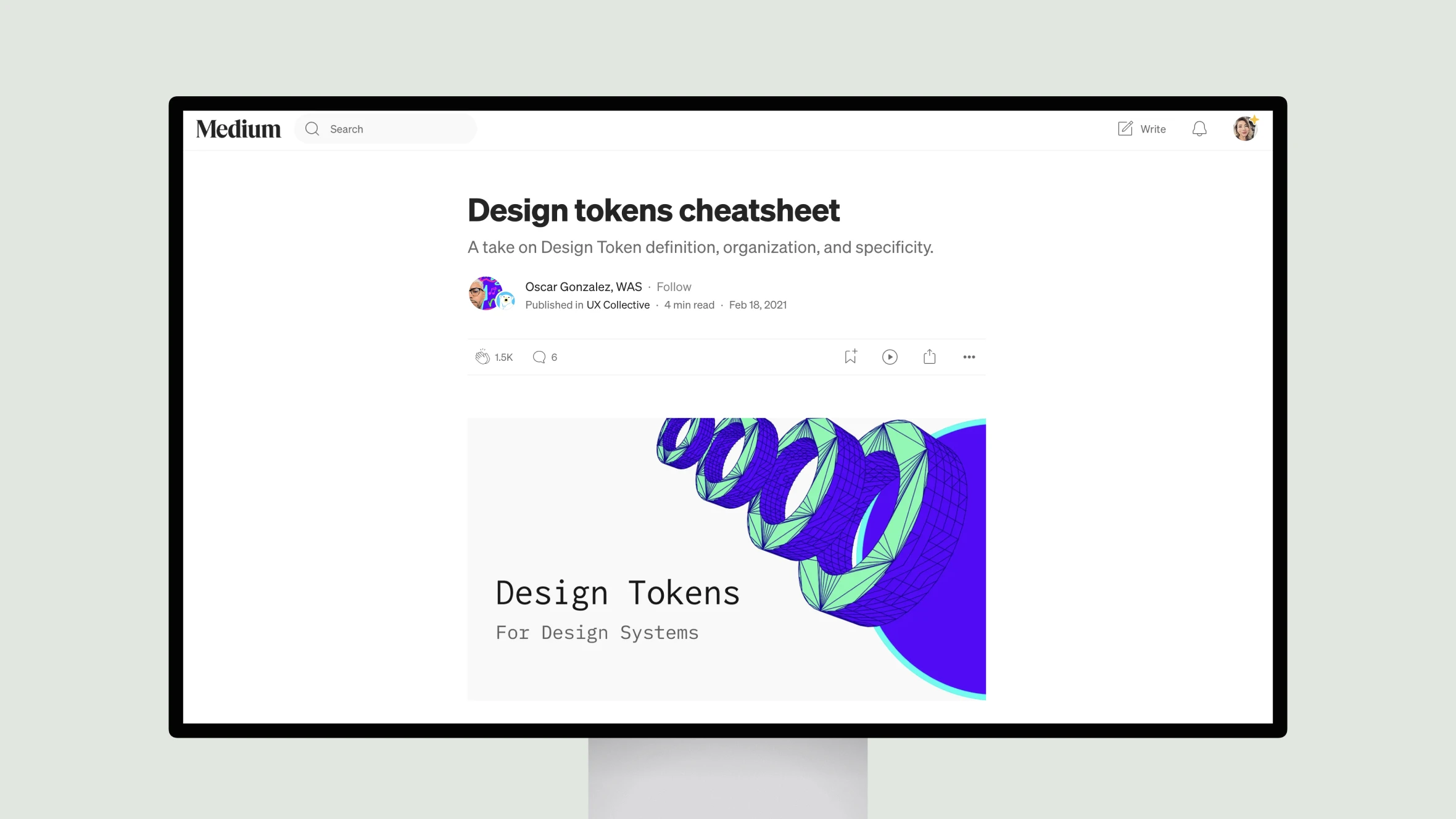 Medium article on Design Tokens Cheatsheet