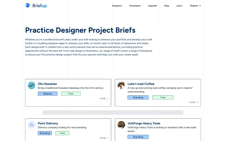Practice Designer Project Briefs