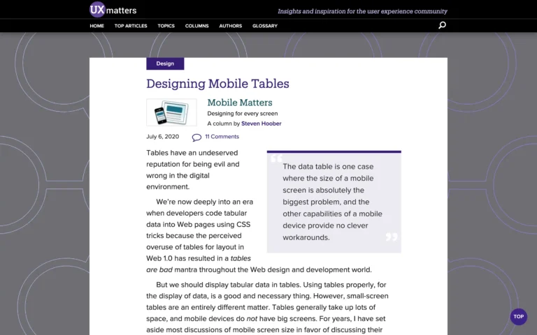 Designing Mobile Tables