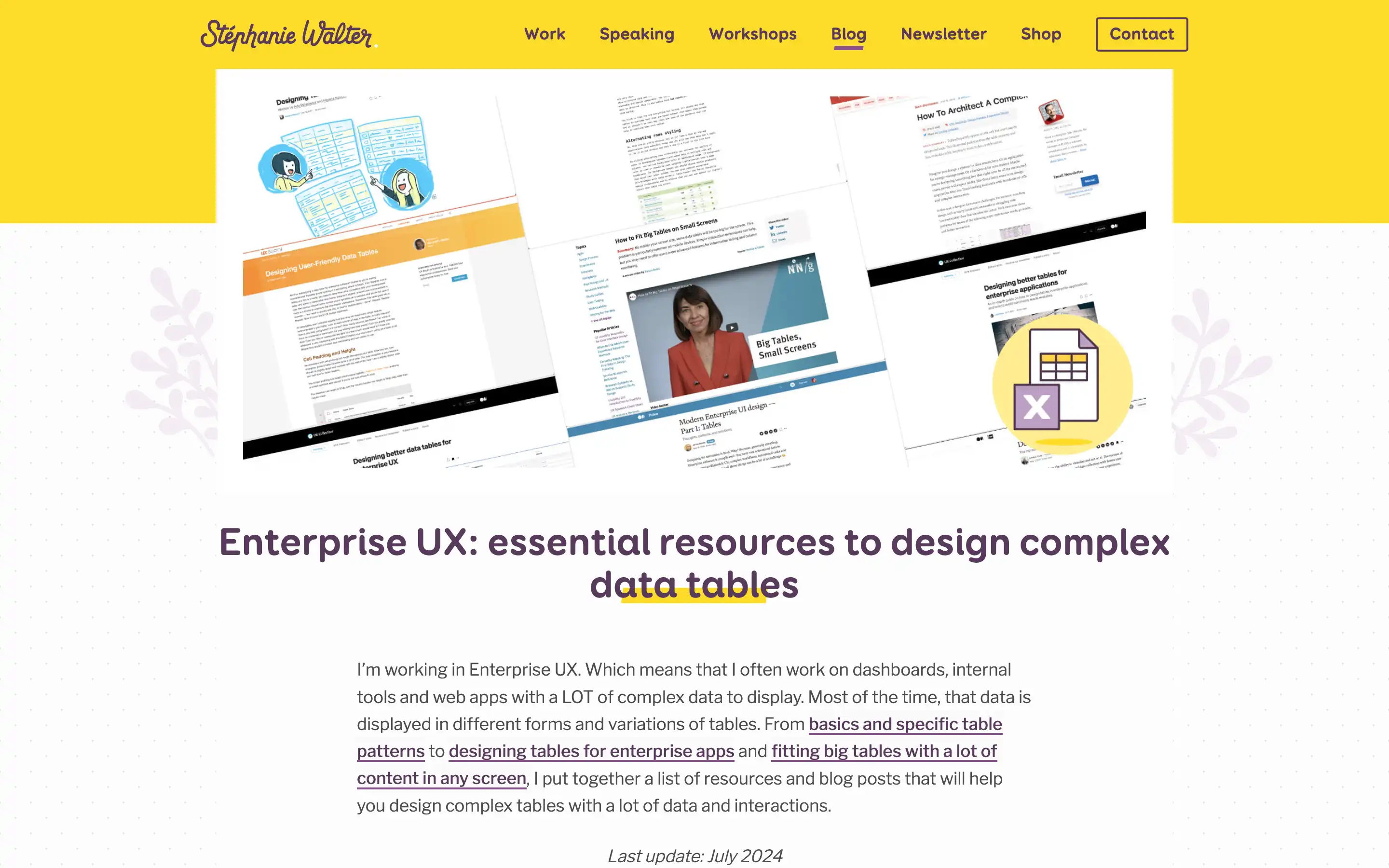 Enterprise UX resources for designing data tables.