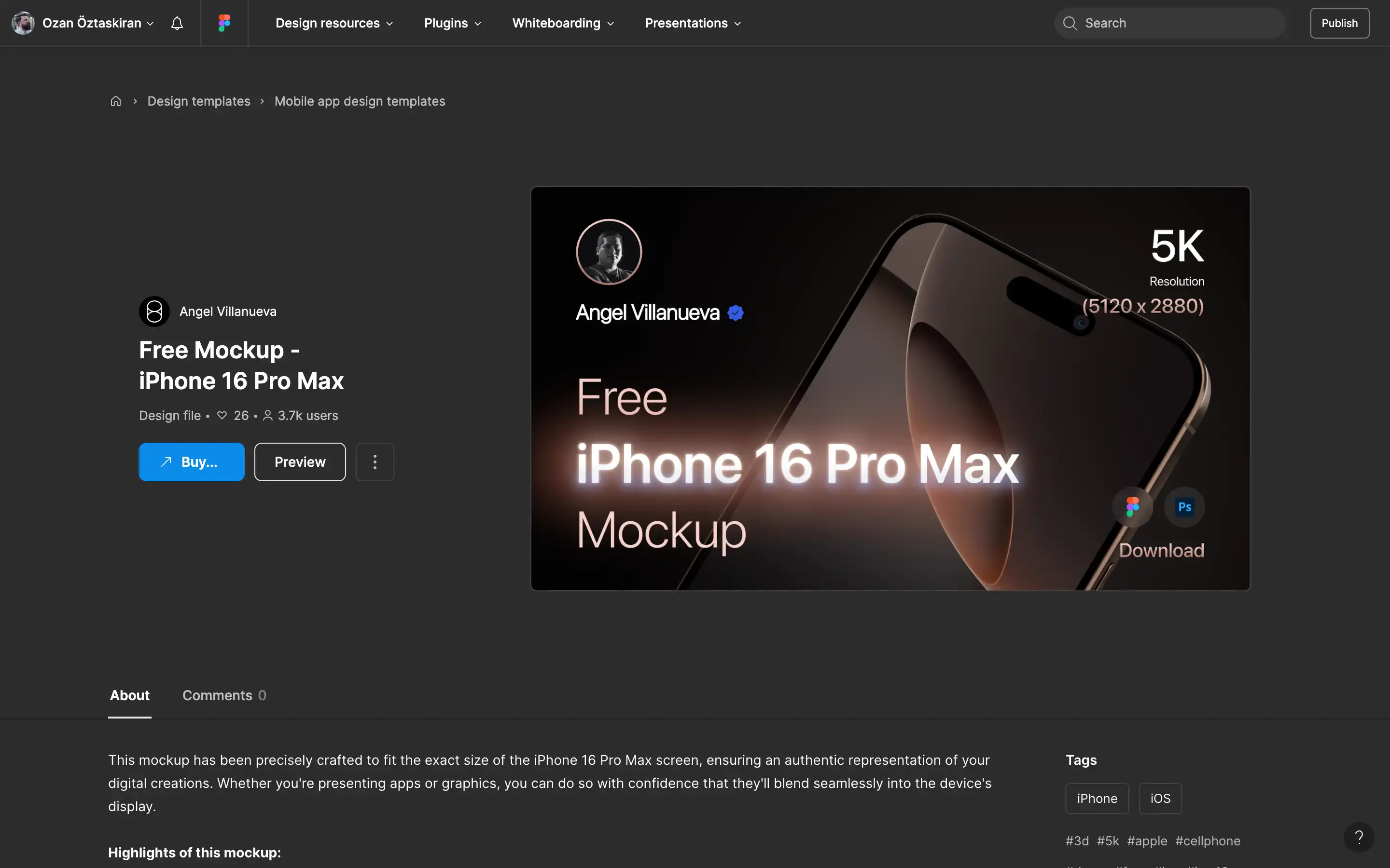 iPhone 16 Pro Max free mockup design