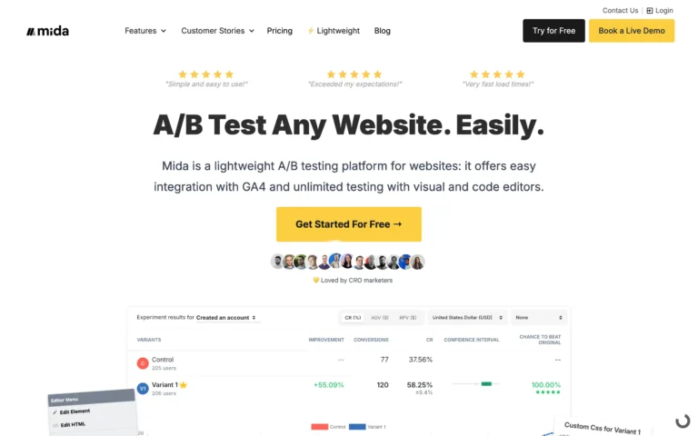 Mida – Lightweight AB Testing Tool