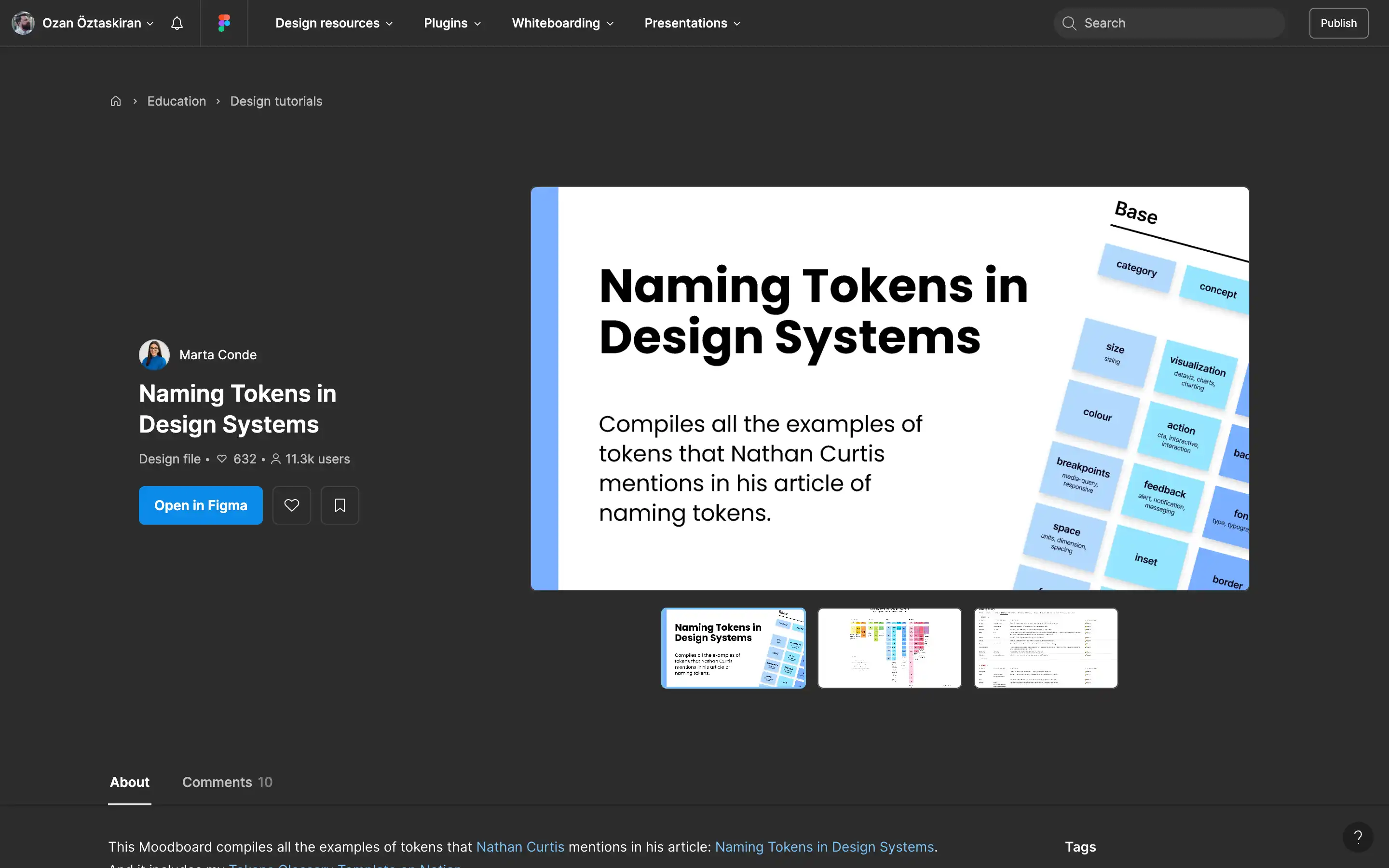 Design systems token naming presentation in Figma.