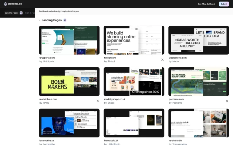 Ponents – A Collection of Inspiring Landing Page Designs