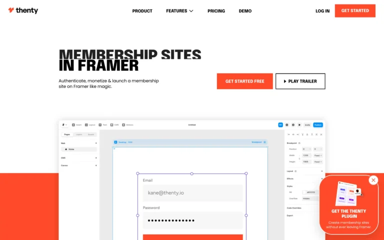 Thenty – Membership sites in Framer