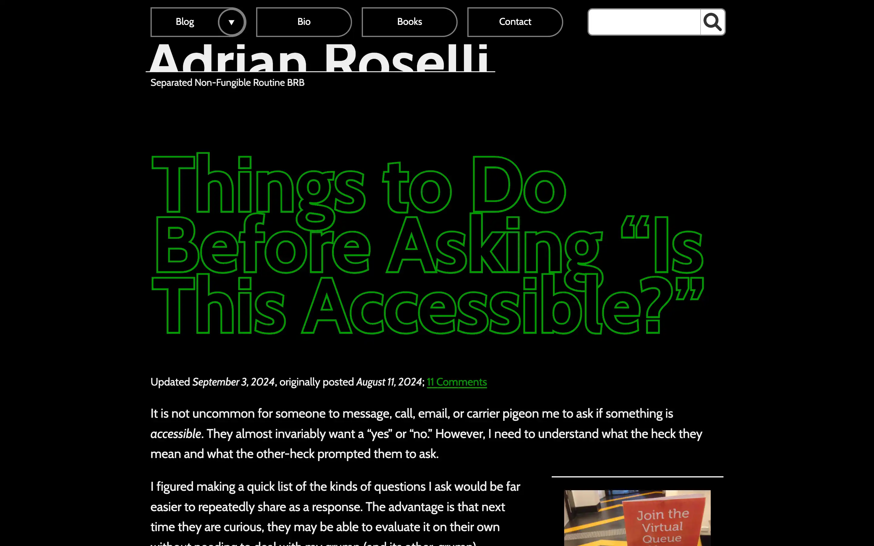 Accessibility checklist before inquiry, September 2024 update.