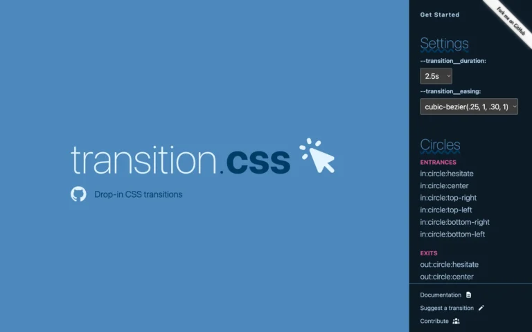 Transition.css – easy transitions with clip-path