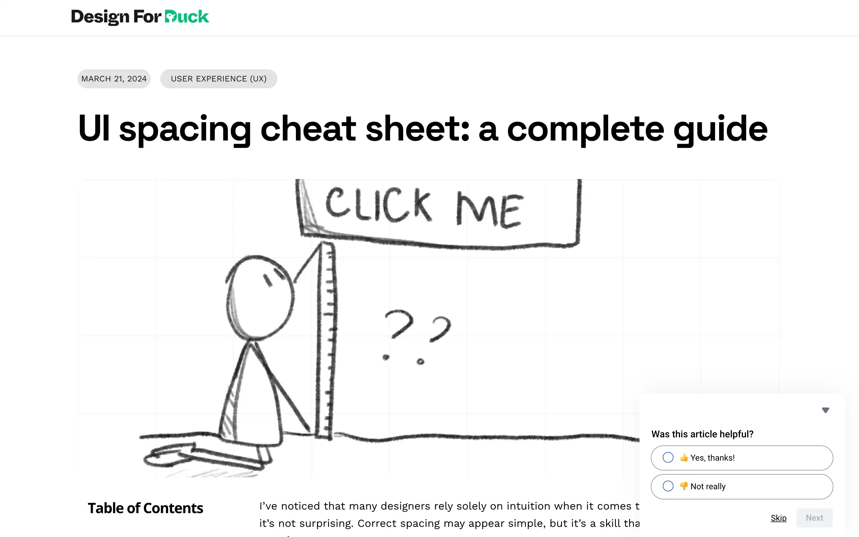 Stick figure measuring under 'Click Me' sign.