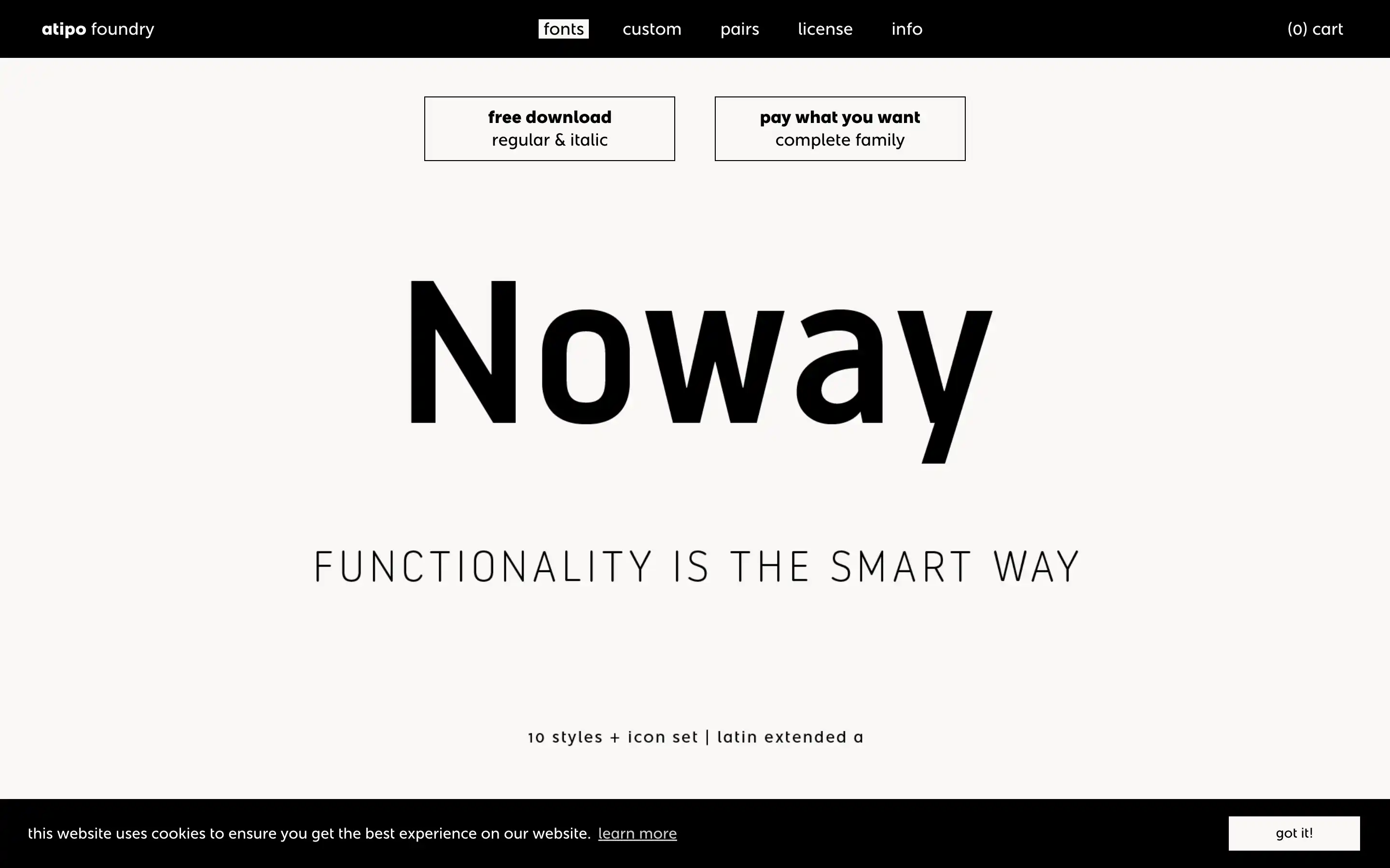 Noway font download options, functionality focus