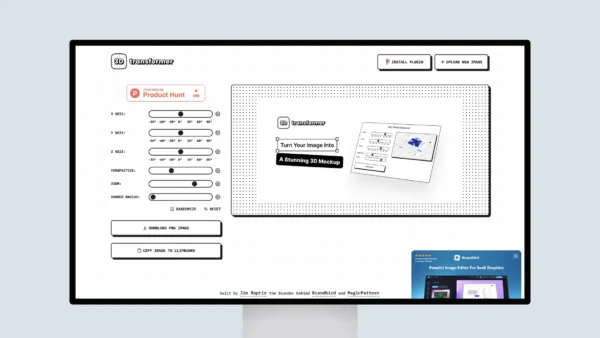 3D Transformer – 3D rotate images online and in Figma