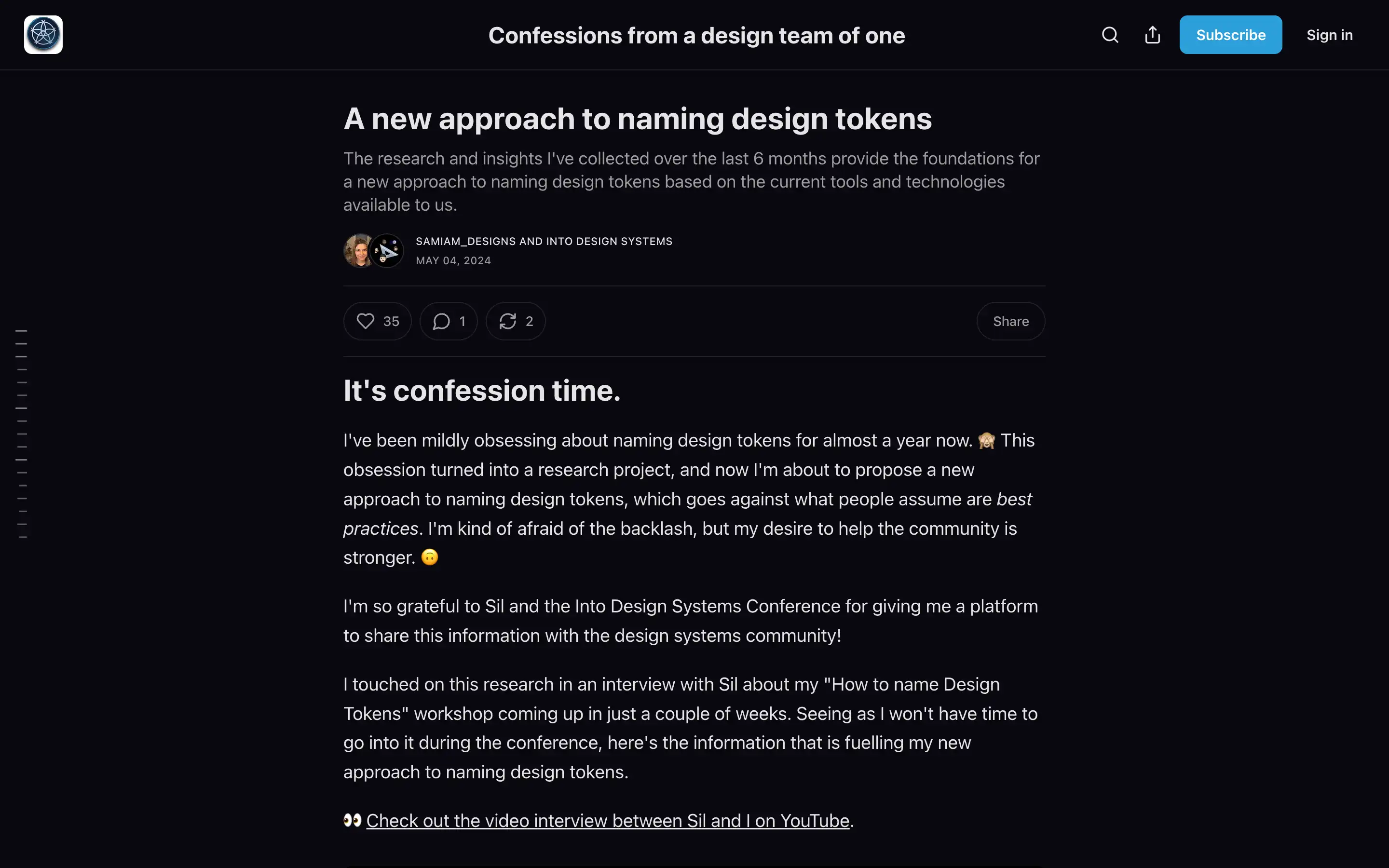 Design token naming strategies article page