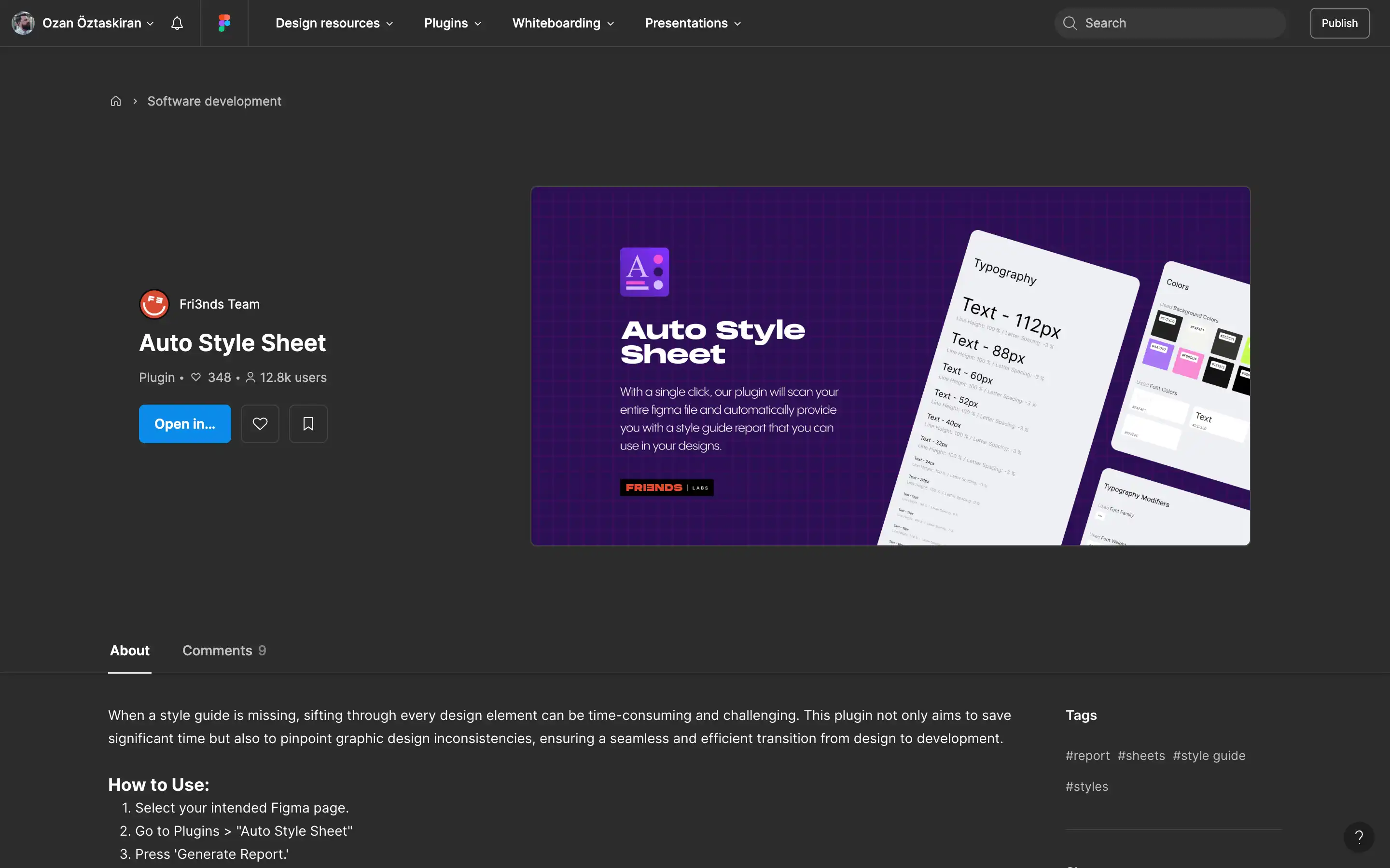 Auto Style Sheet plugin for design consistency in Figma.