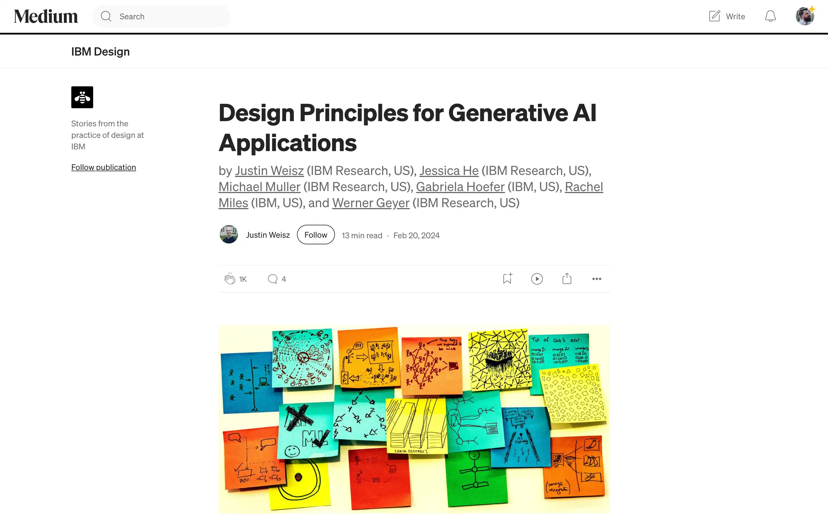 Colorful sticky notes with design sketches.