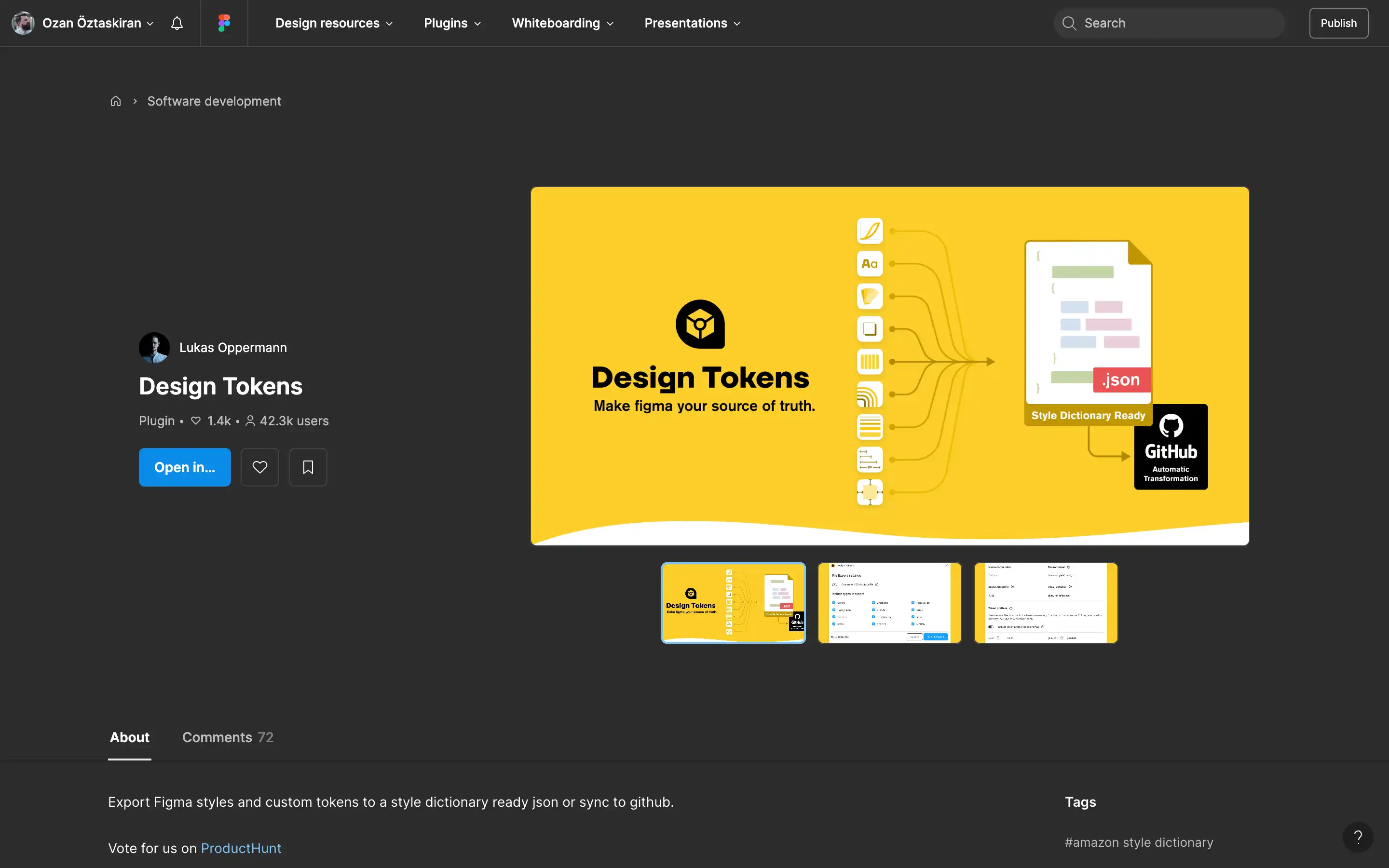 Figma plugin for exporting design tokens to JSON.