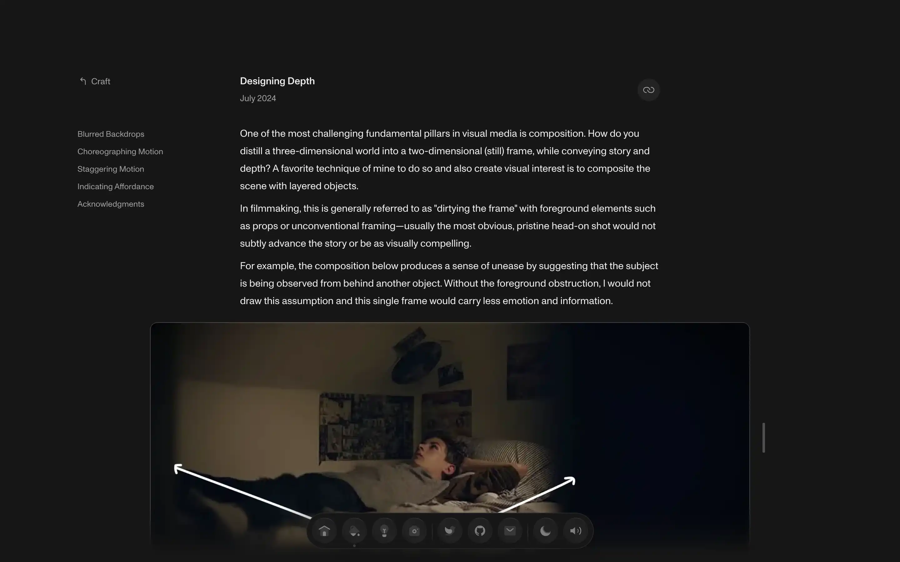 Person in bed with blurred foreground.