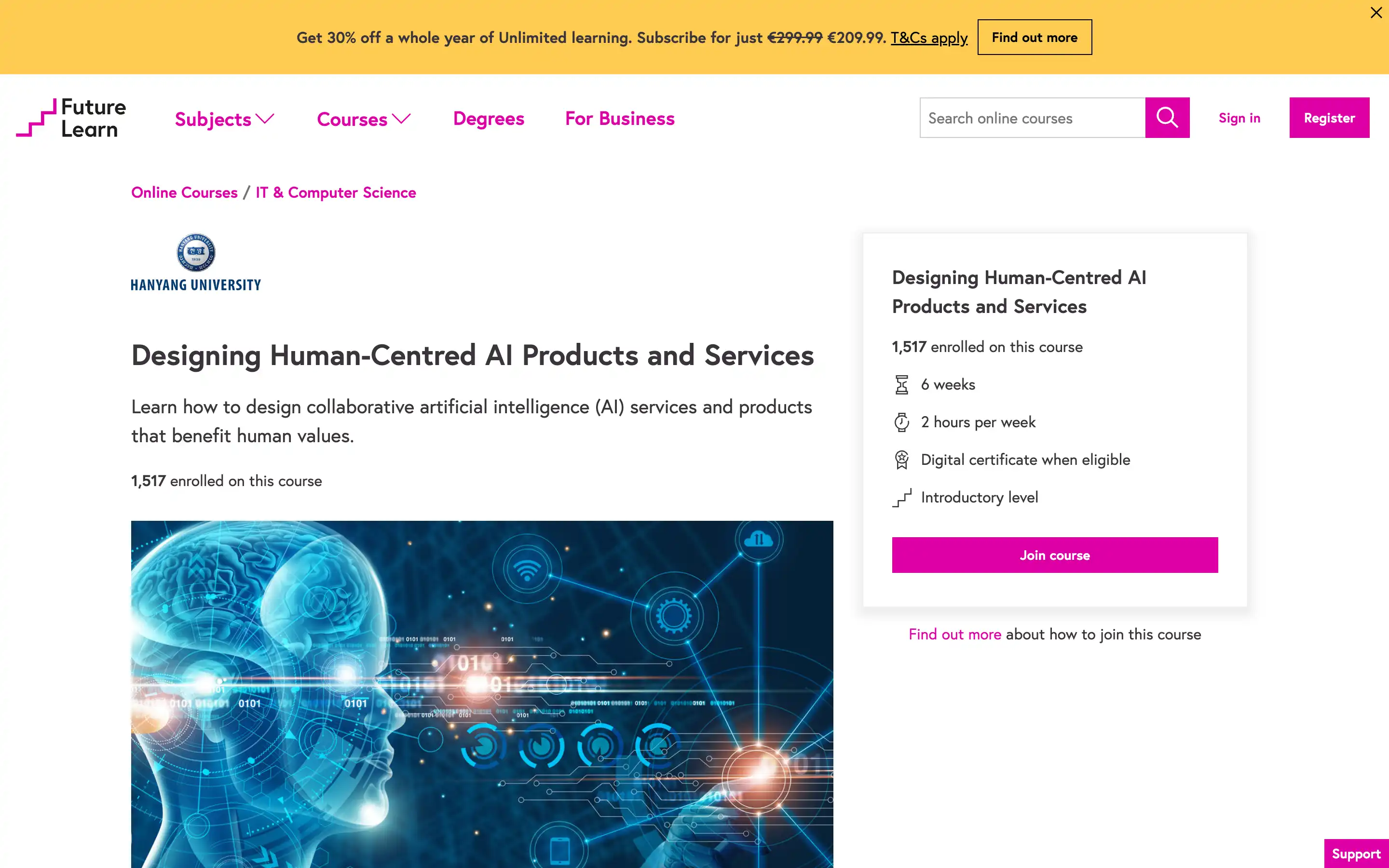 AI course on human-centered design by FutureLearn.