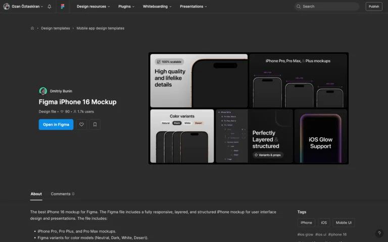 Figma iPhone 16 Mockup