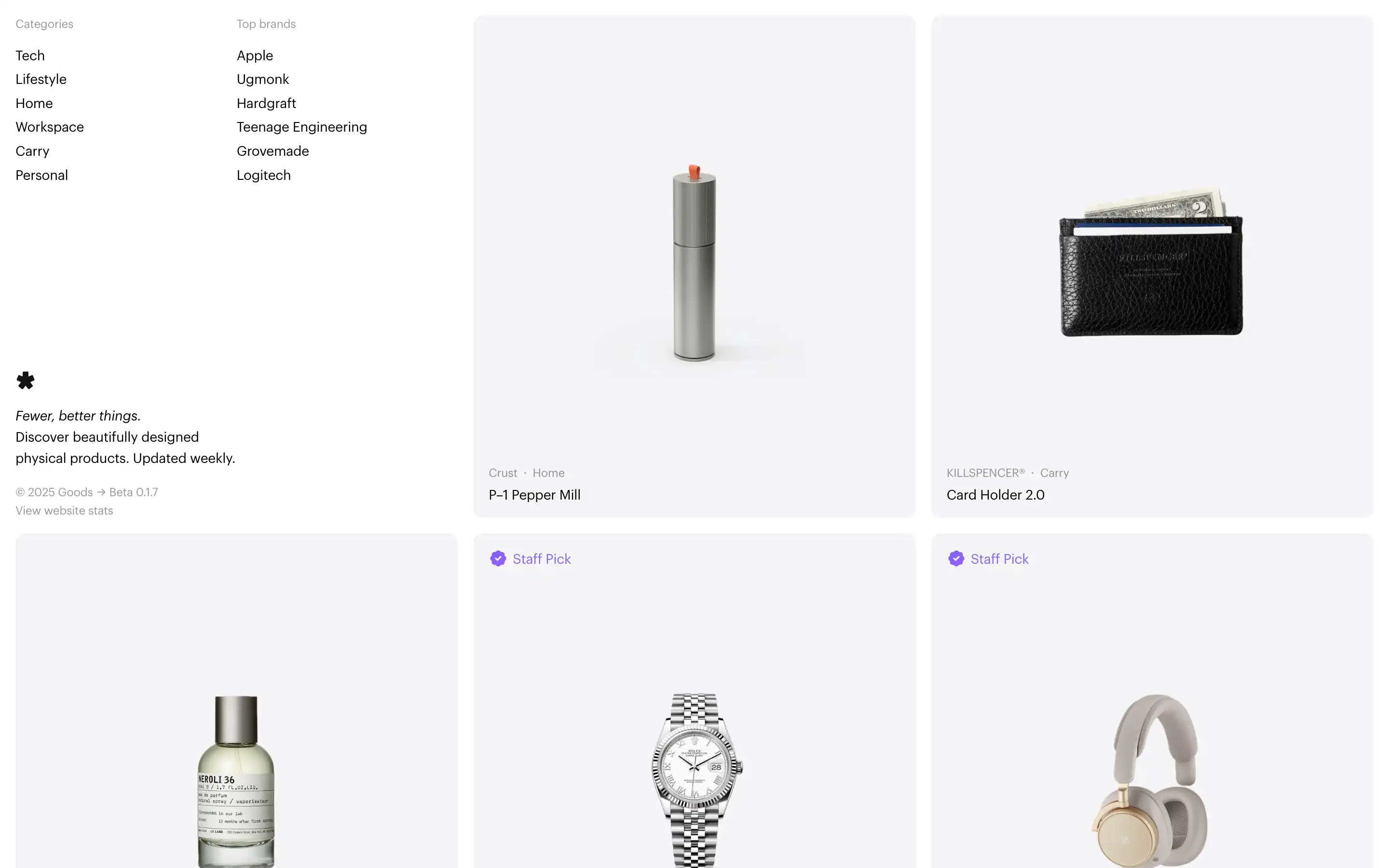 Product catalog with designer items displayed.