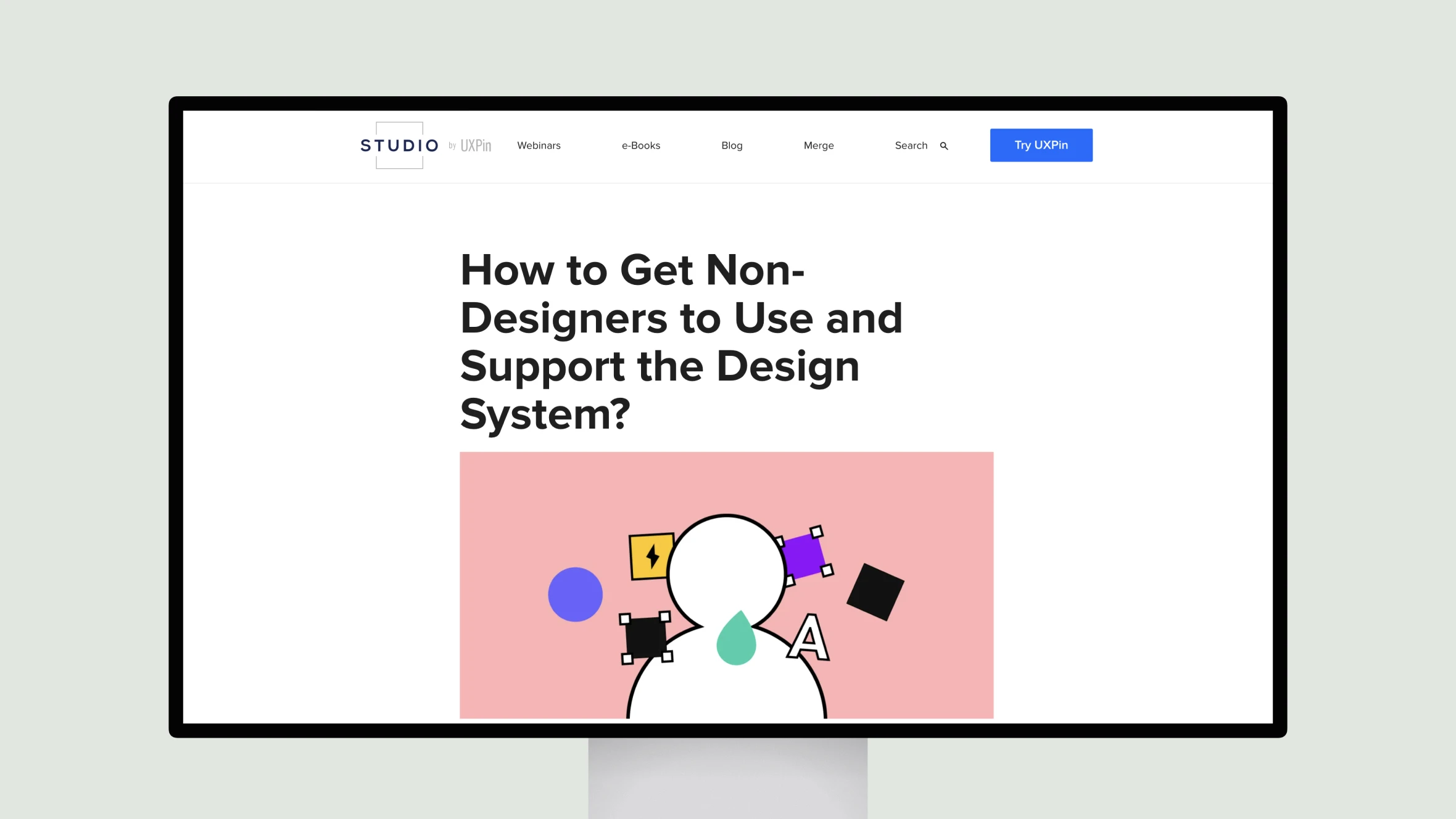 Webinar on design system adoption displayed on monitor