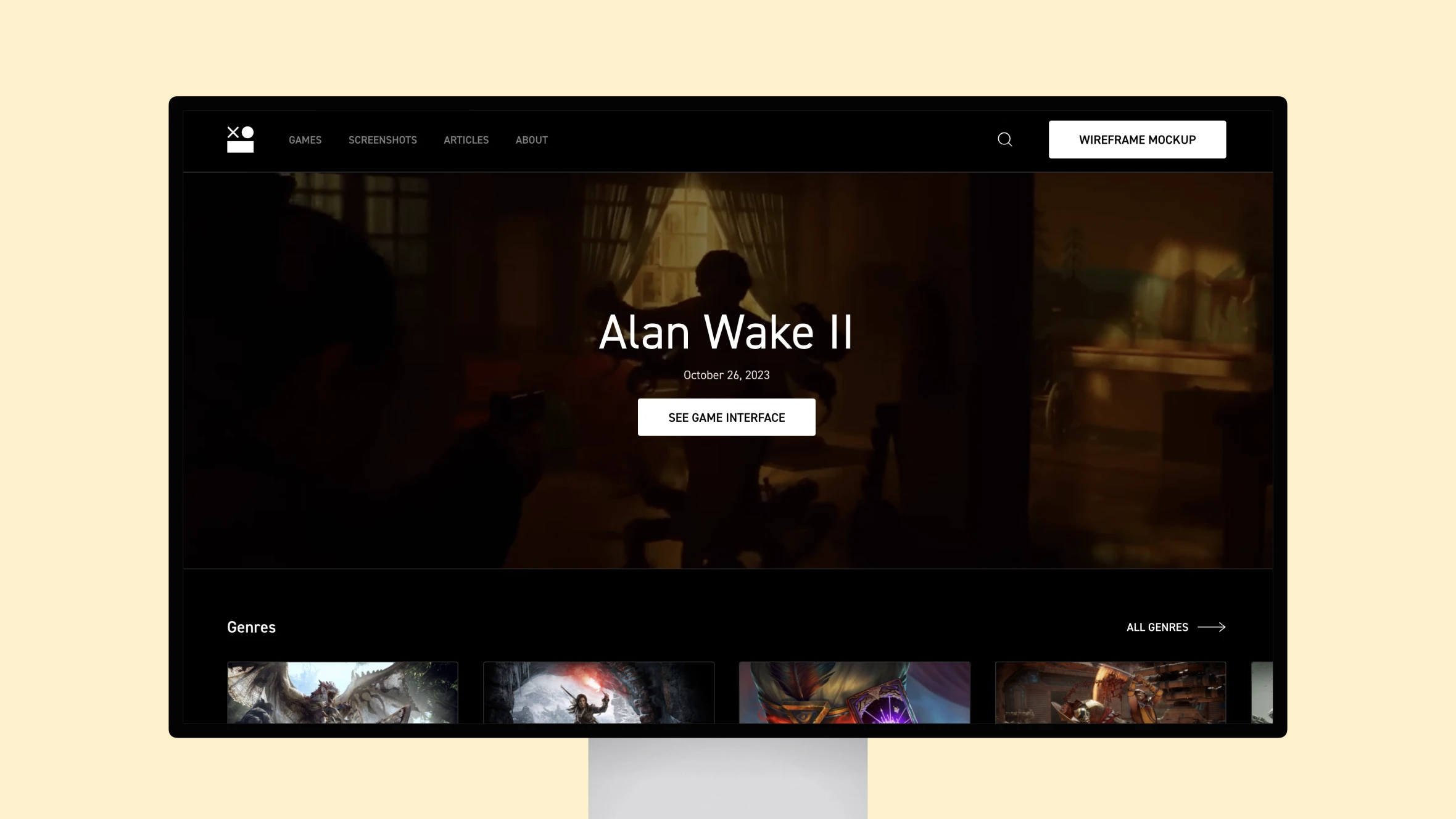 Alan Wake II game announcement on website home page