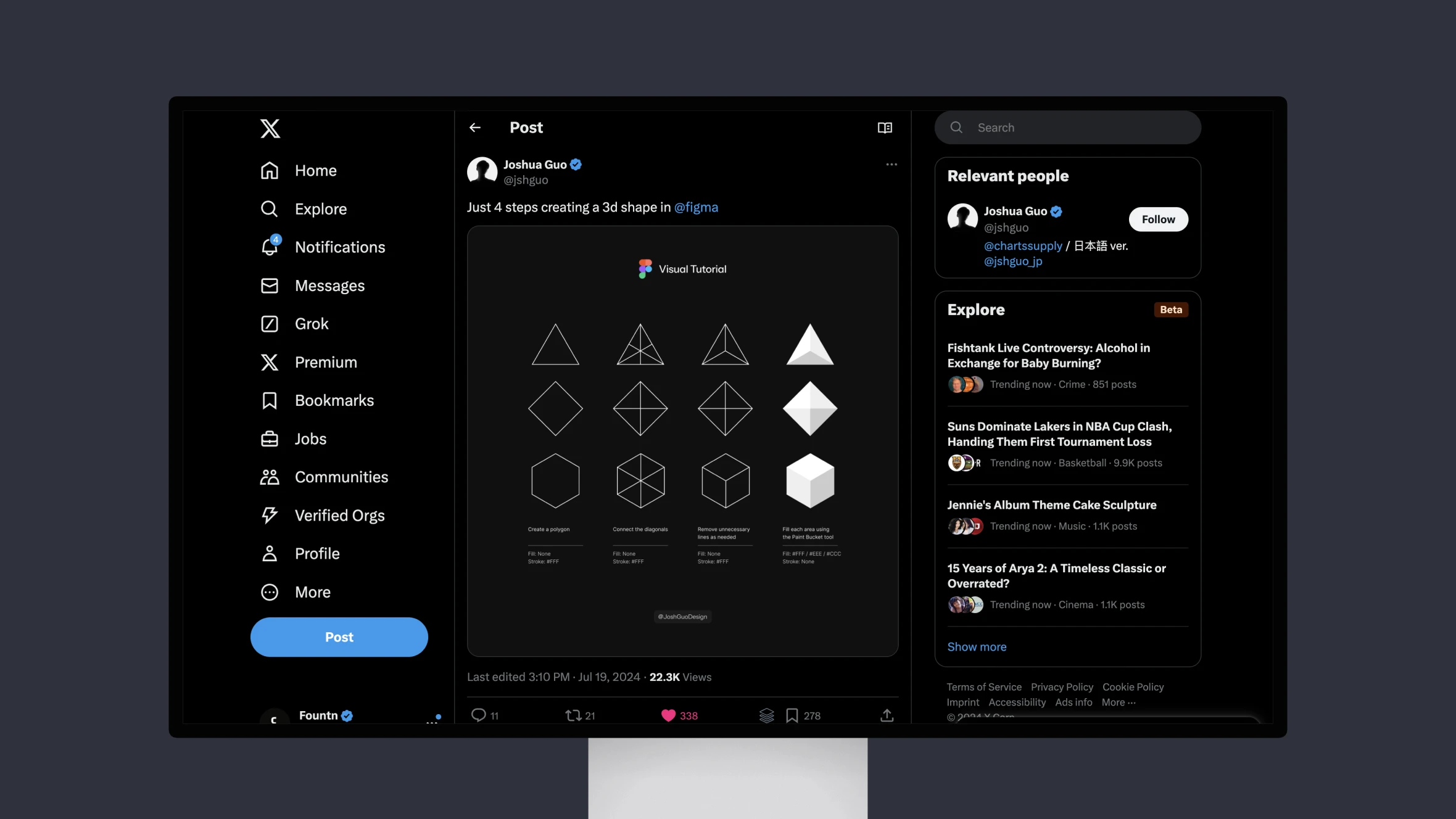 Just 4 steps creating a 3d shape in Figma