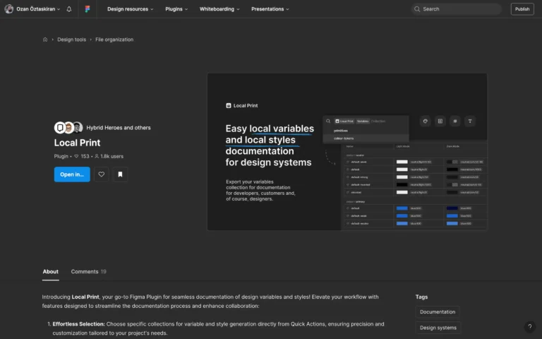 Local Print – Export your variables collection for documentation