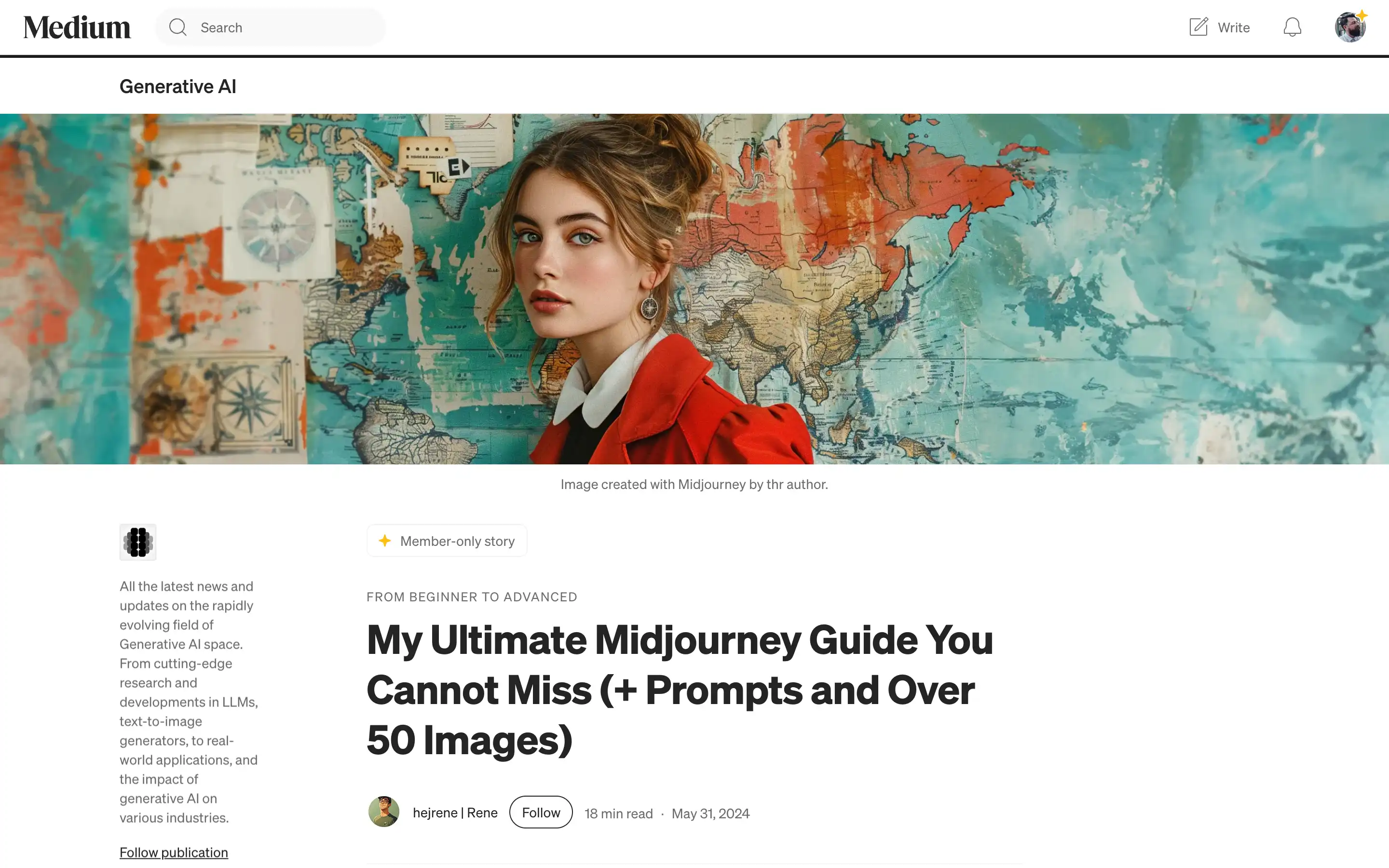 Woman in red coat with world map background