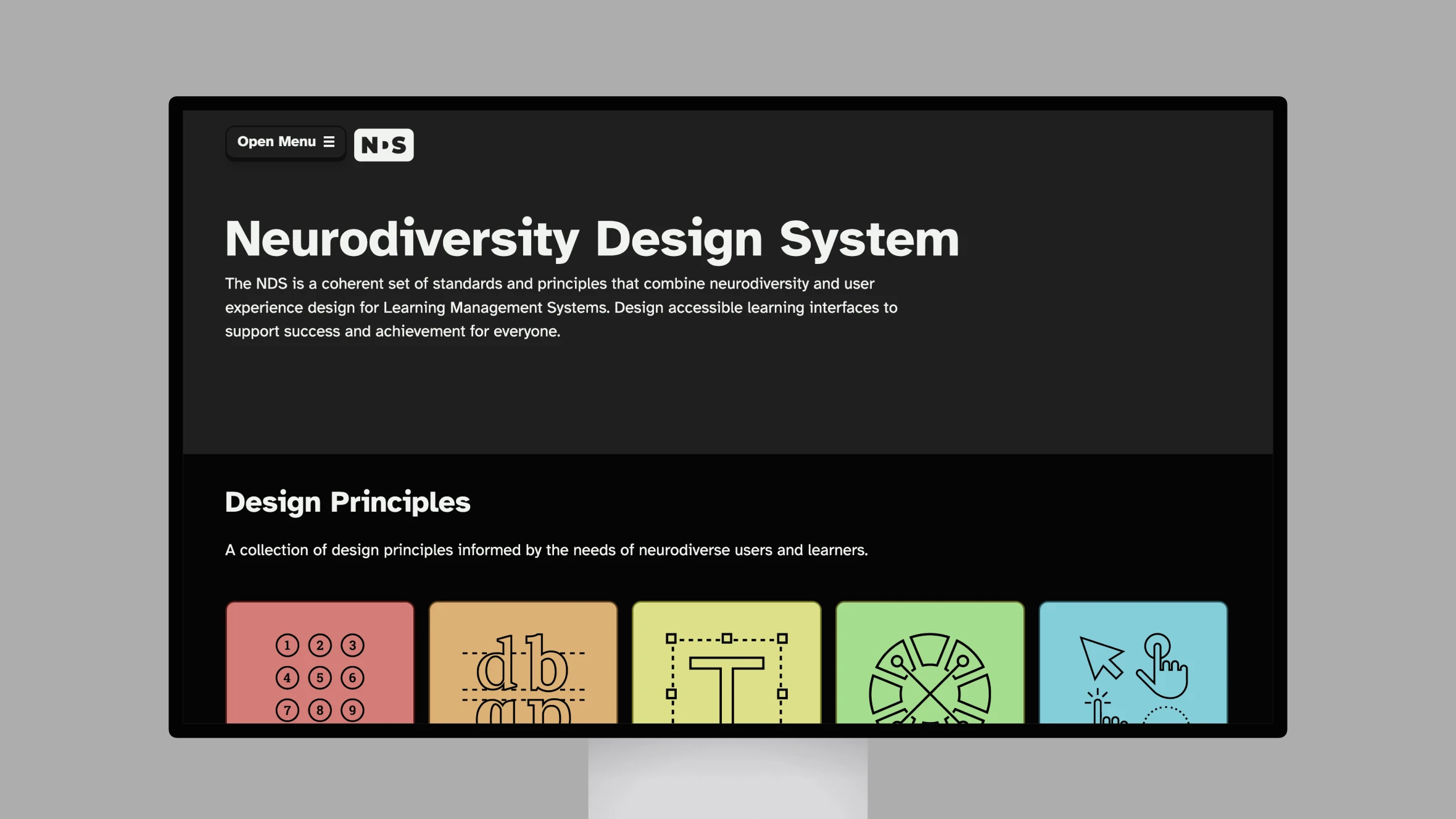 Webpage on Neurodiversity Design System principles