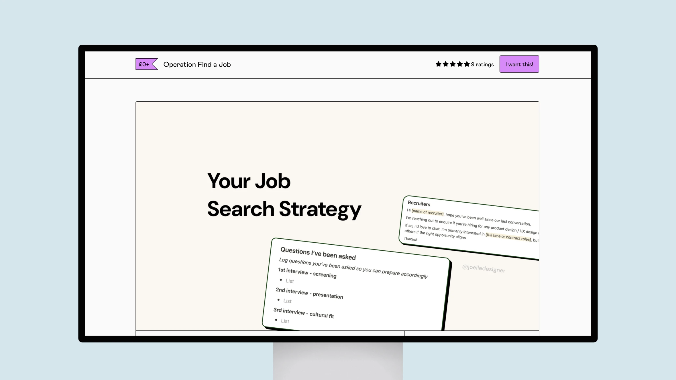 Screen displaying job search strategy guide