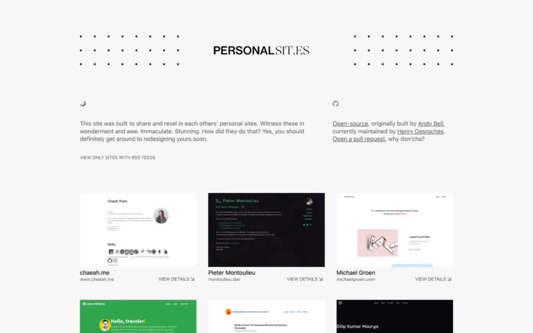 PersonalSit.es – Discover and draw inspiration from others’ personal sites