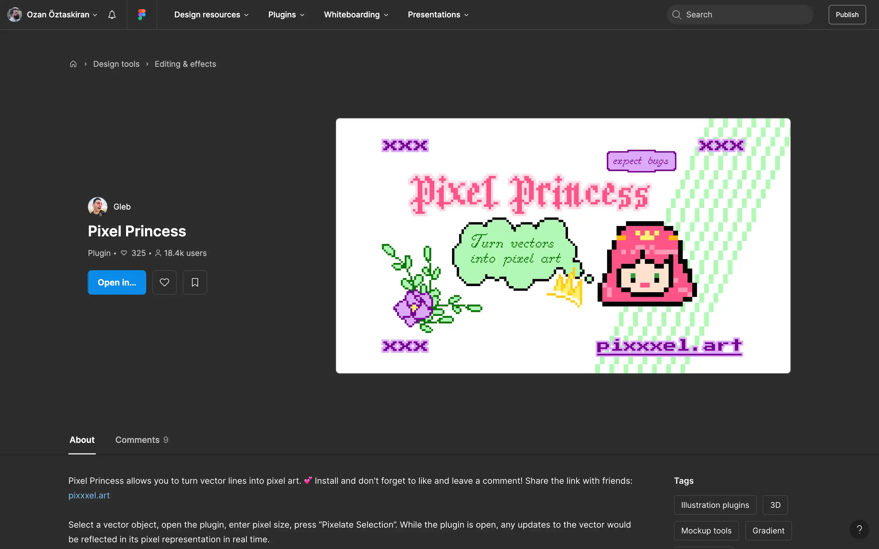 Pixel Princess plugin transforms vectors into pixel art.