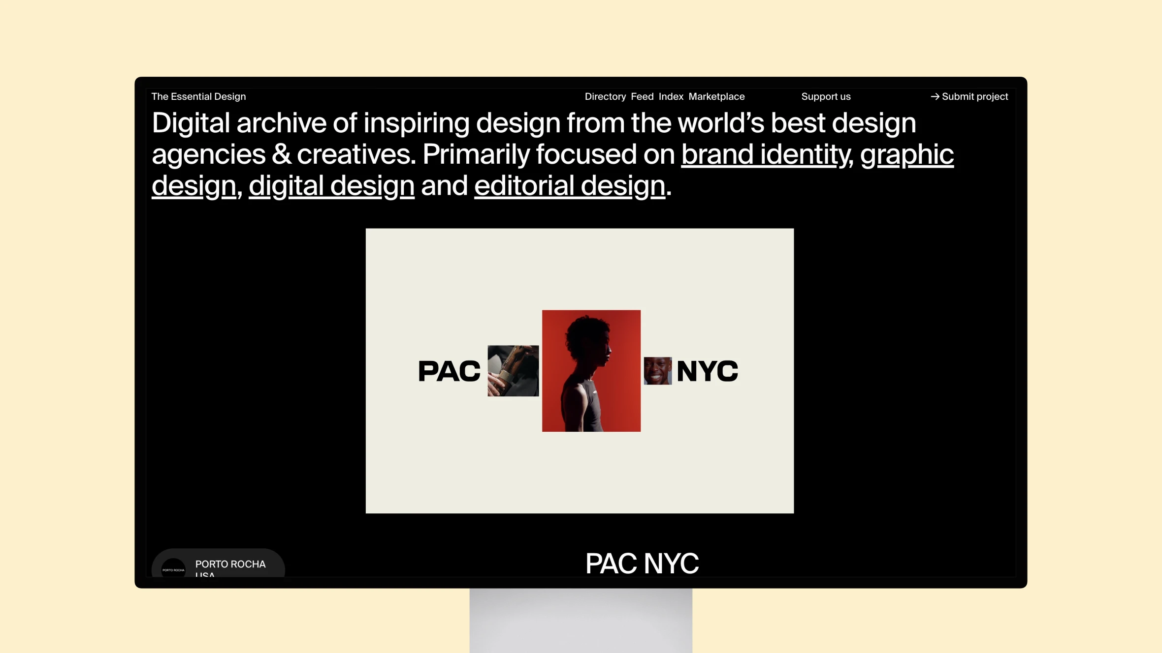 Website displaying PAC NYC digital design project