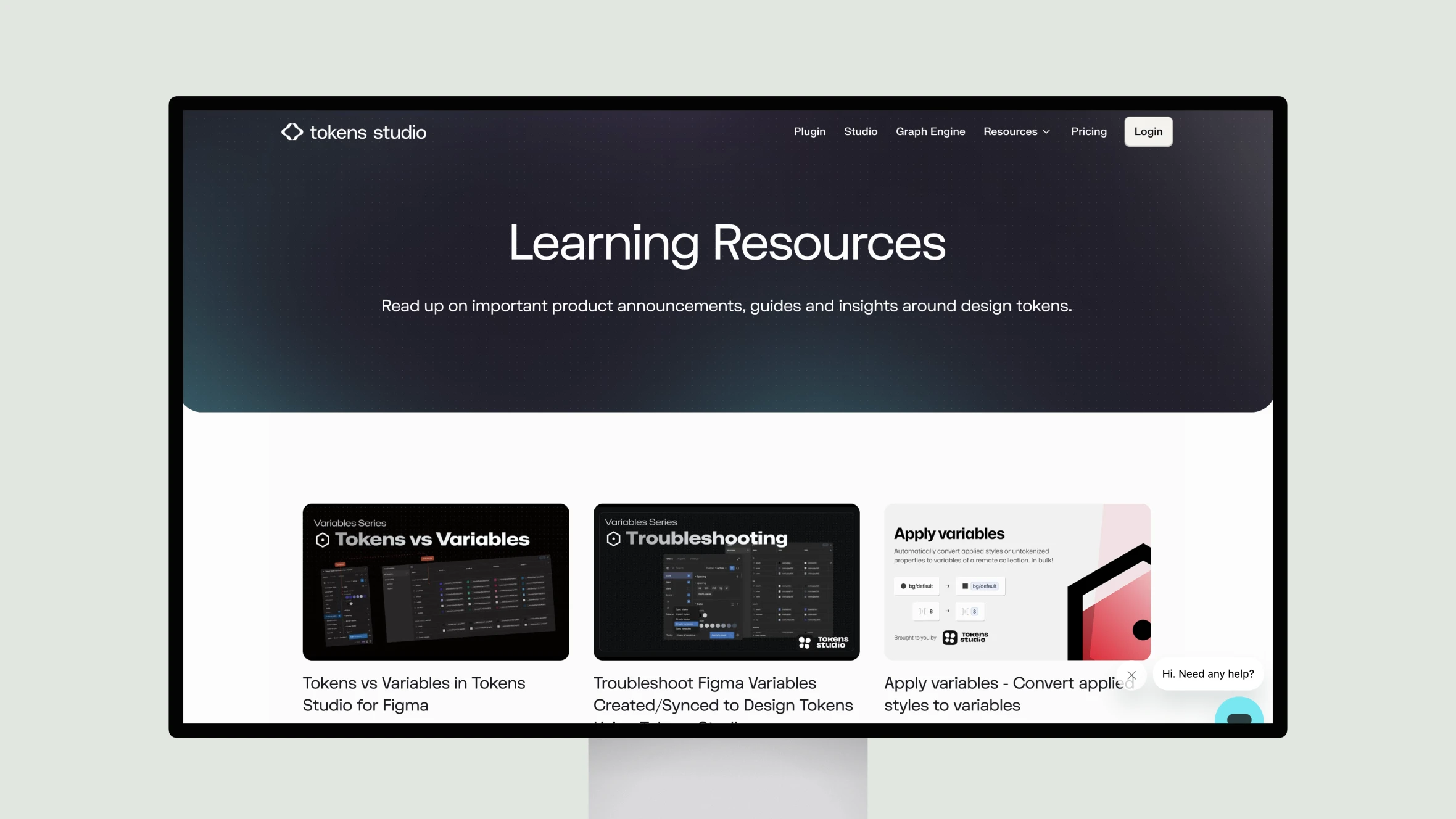 Web interface displaying design resource tutorials