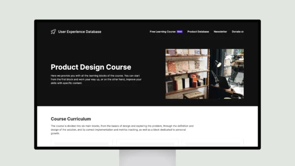 User Experience Database – Product Design Course