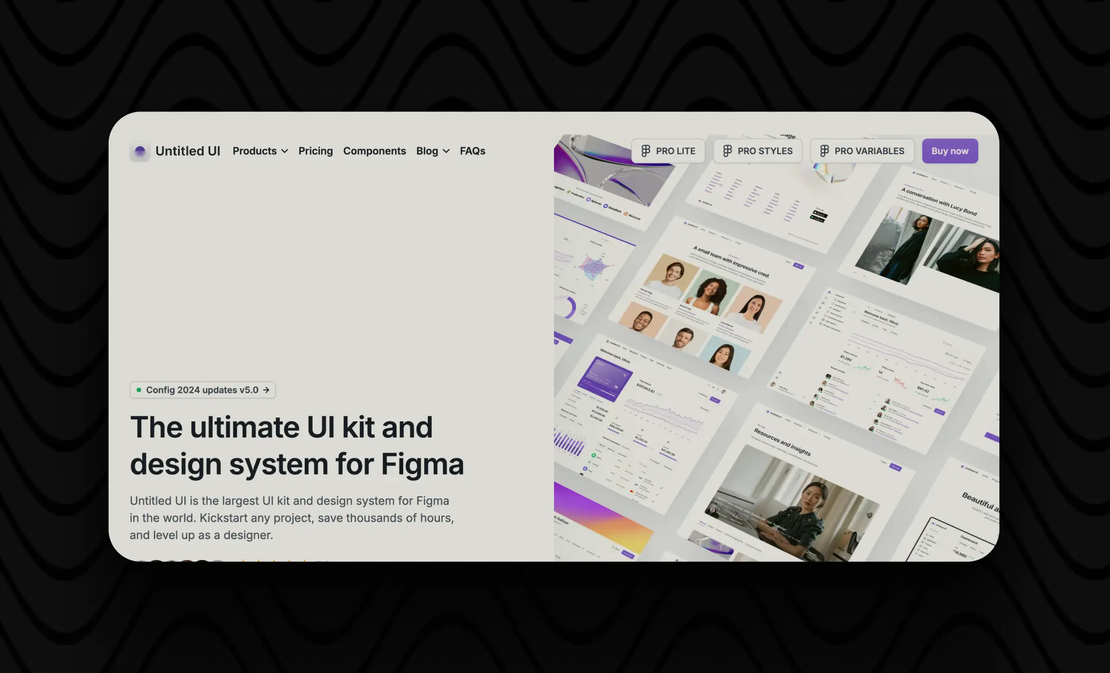 Figma UI design kit promotional website screenshot