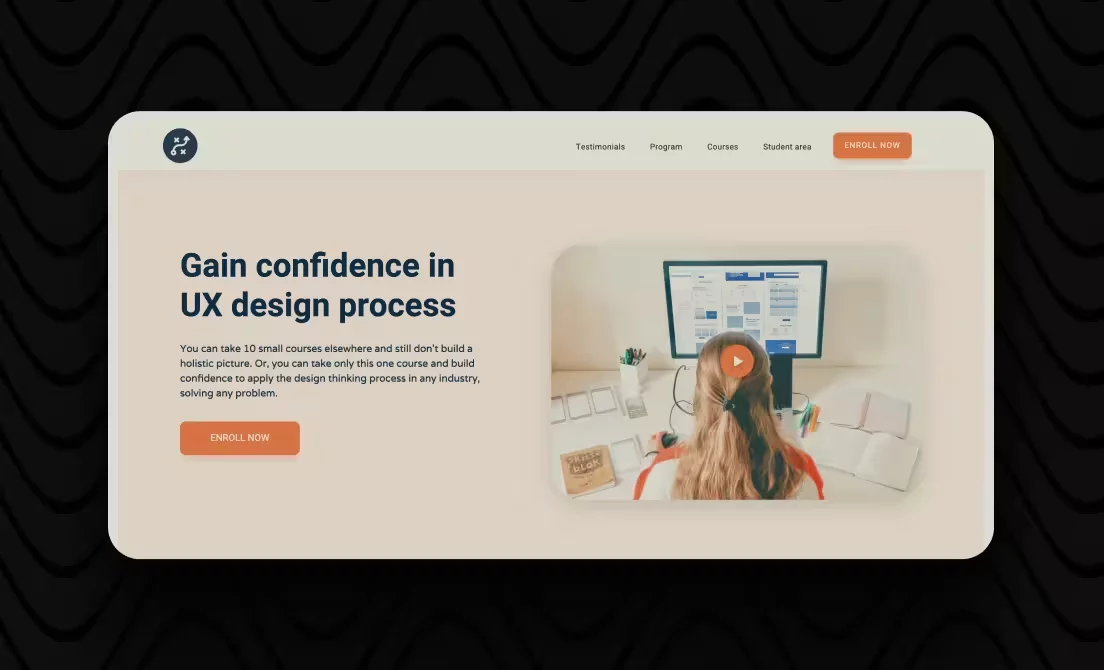 Woman studying UX design online at computer