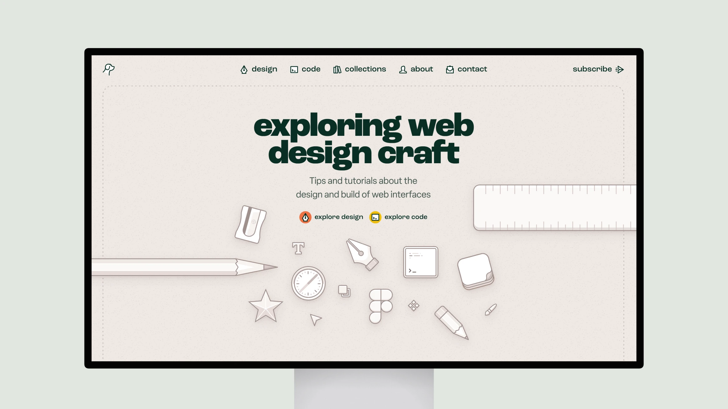 Website interface showcasing web design tools and tips